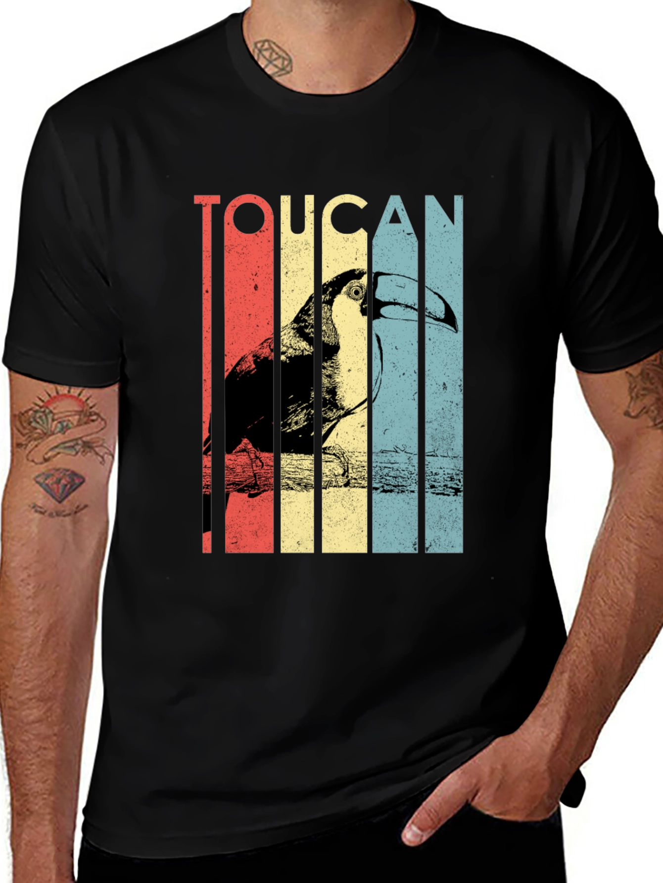 Variant 21 of Toucan Graphic Tee - Retro Style Black T-Shirt