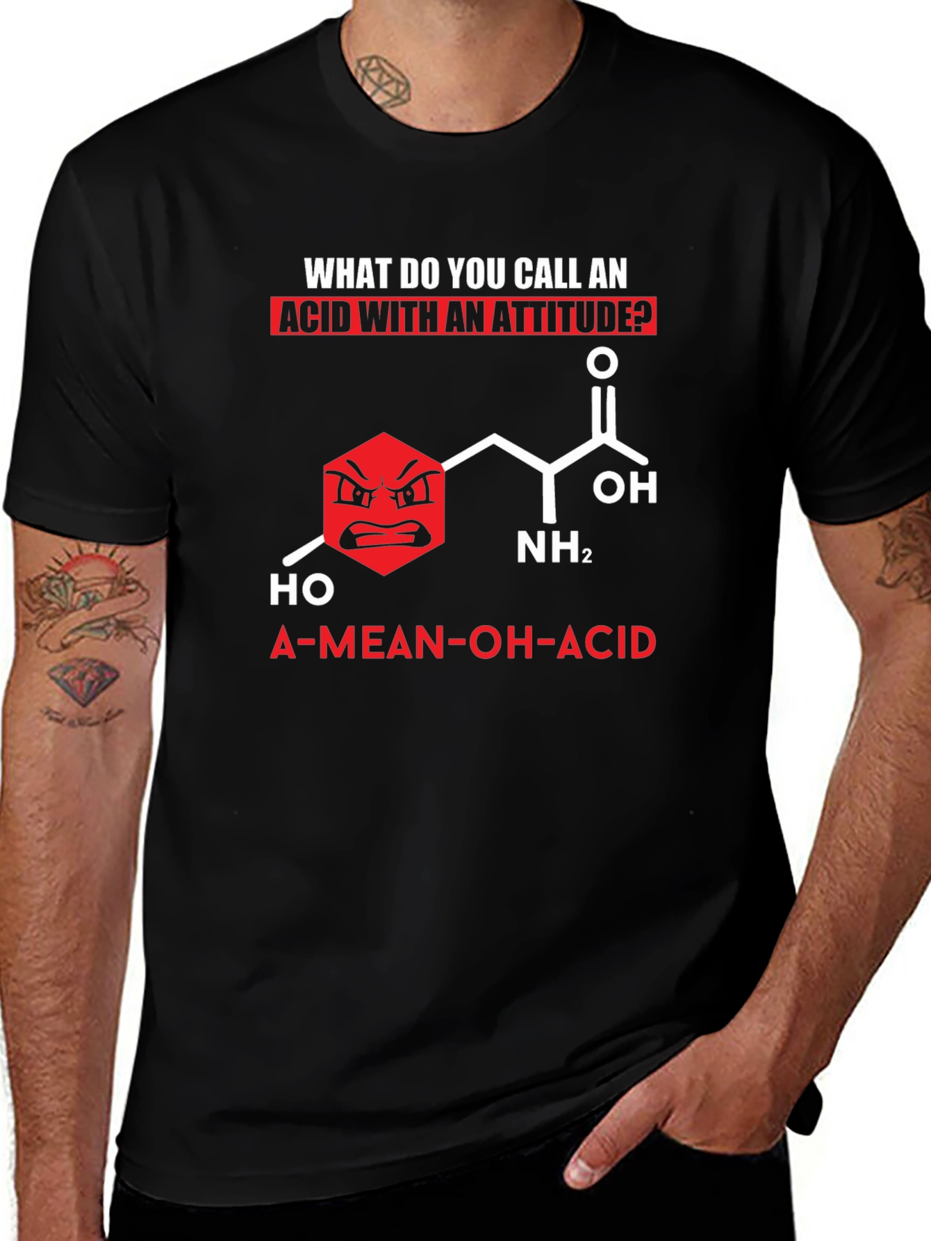 Variant 9 of Funny Chemistry T-Shirt: A-Mean-OH-Acid