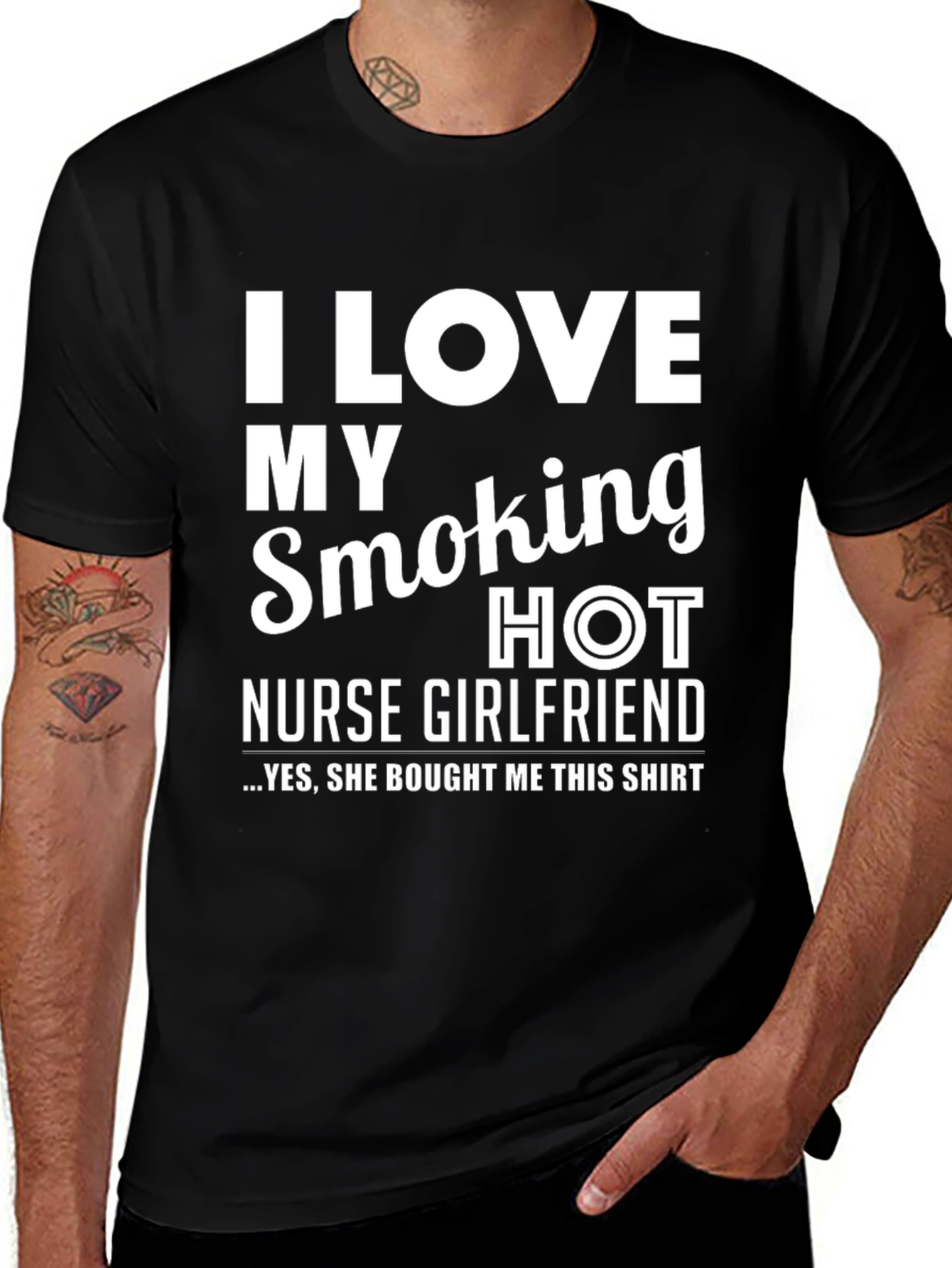 Variant 8 of I Love My Smoking Hot Nurse Girlfriend T-Shirt