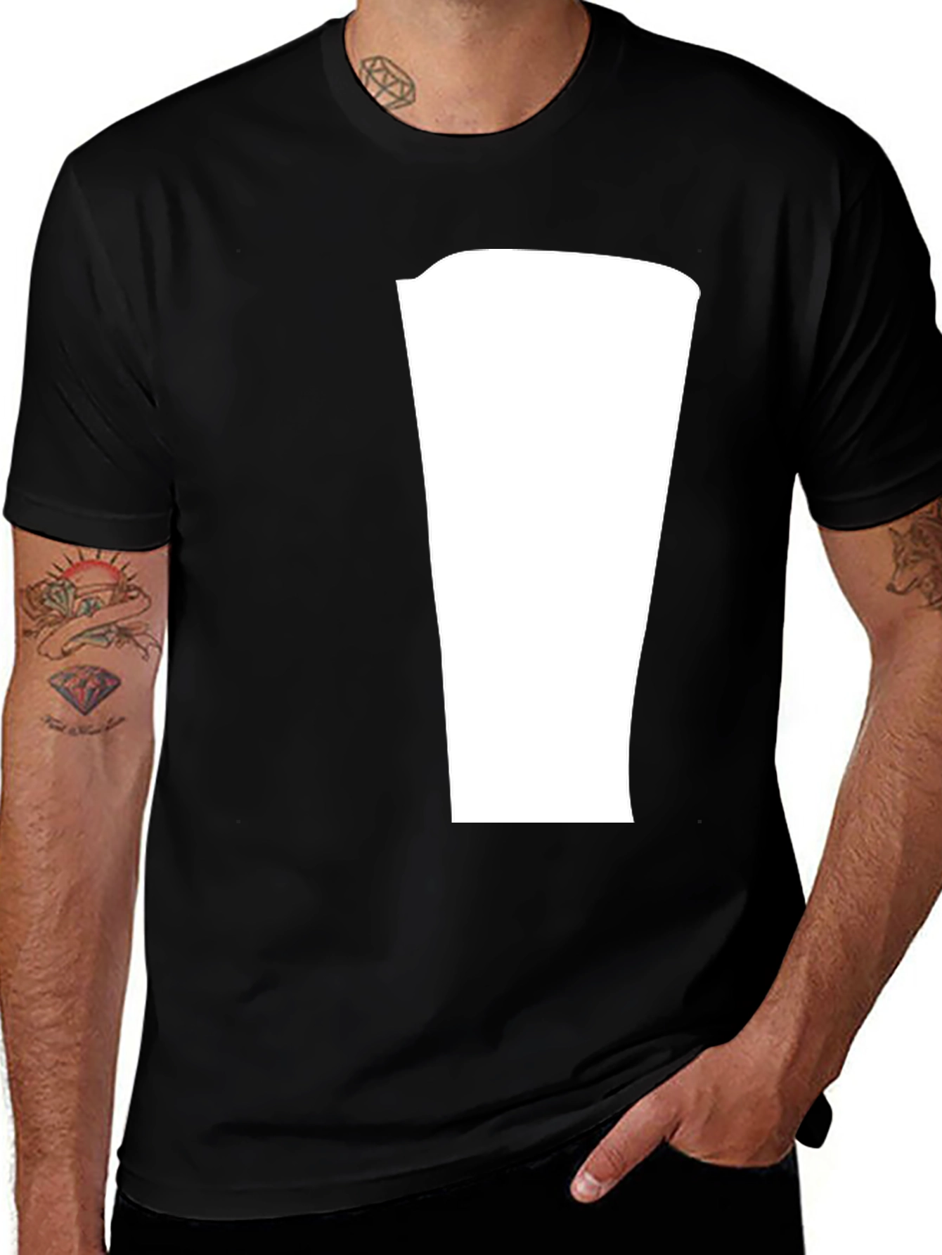 Variant 16 of Modern Black T-Shirt with Blank Center Panel