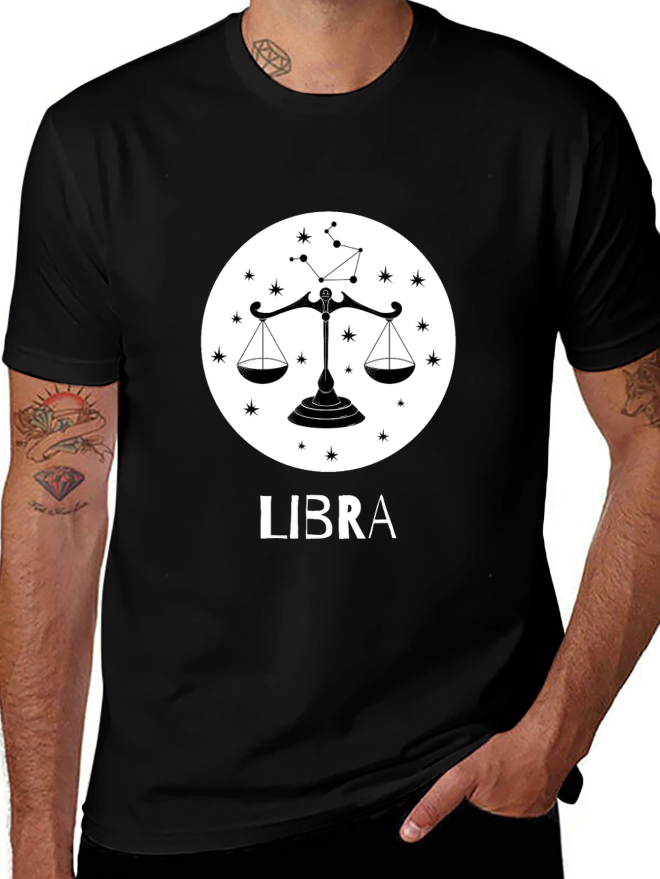 Libra Zodiac Sign Black T-Shirt