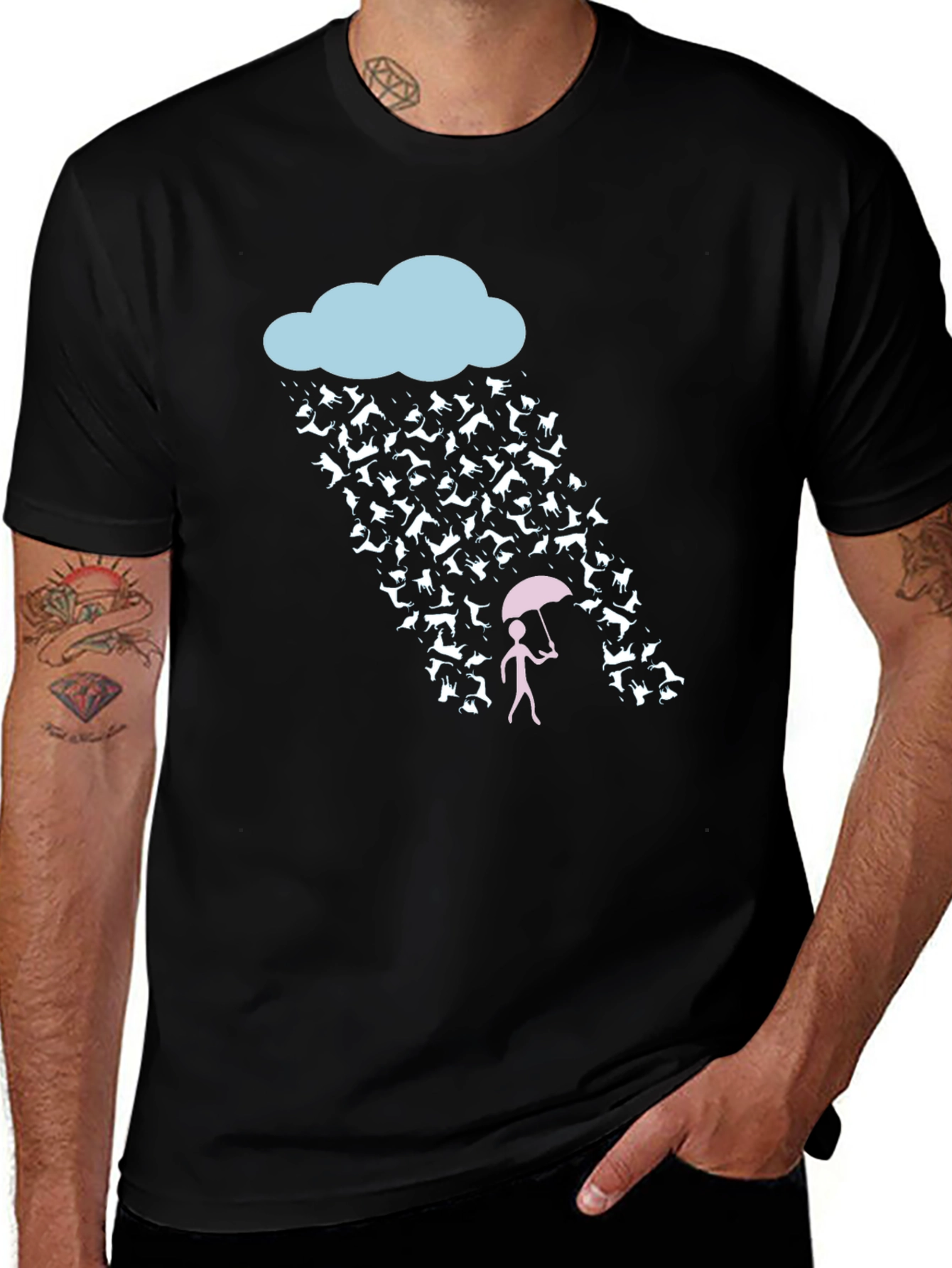 Variant 5 of Raining Cats and Dogs Funny Graphic Tee