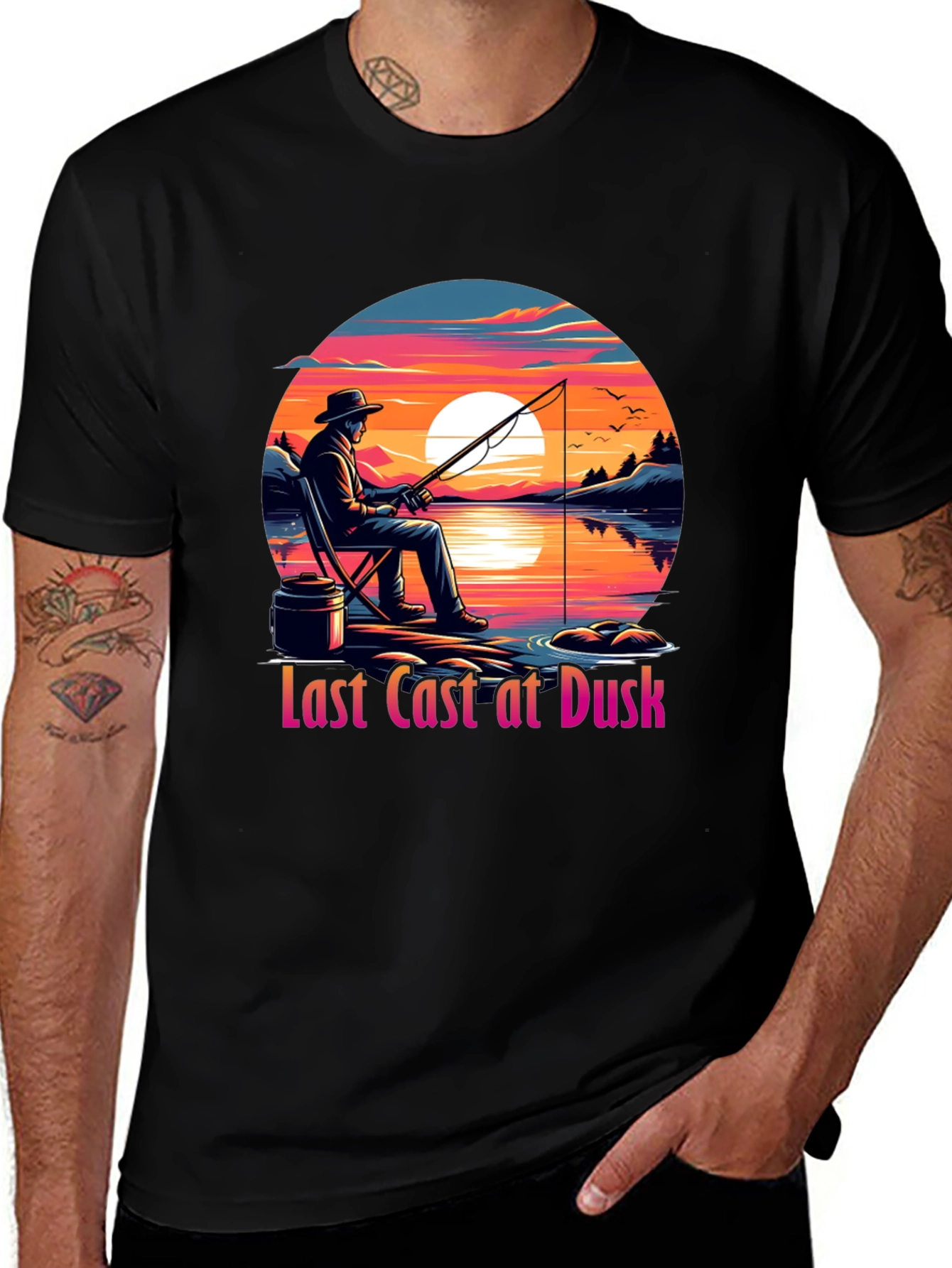 Variant 3 of Last Cast at Dusk Graphic Tee