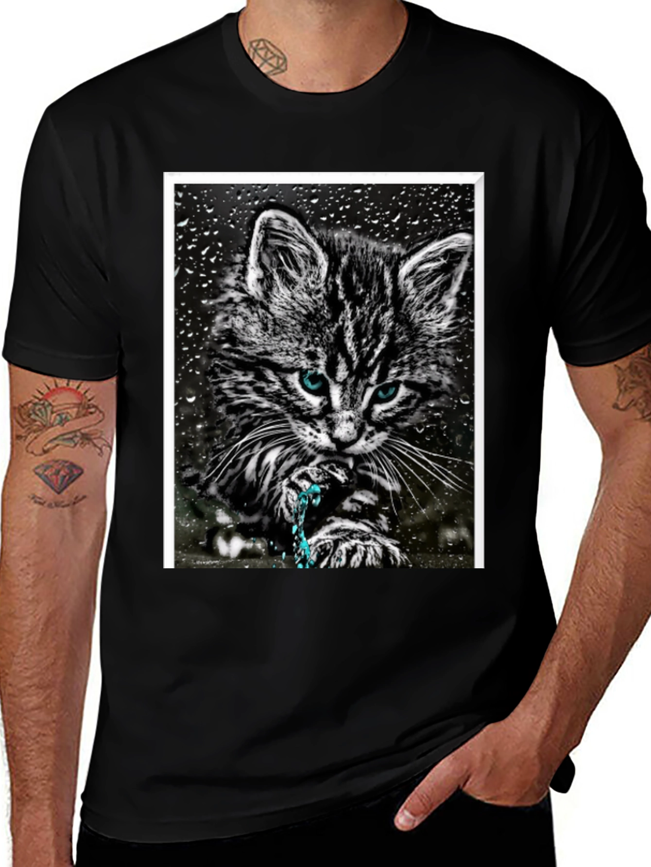 Variant 15 of Cat on Rainy Window Graphic T-Shirt