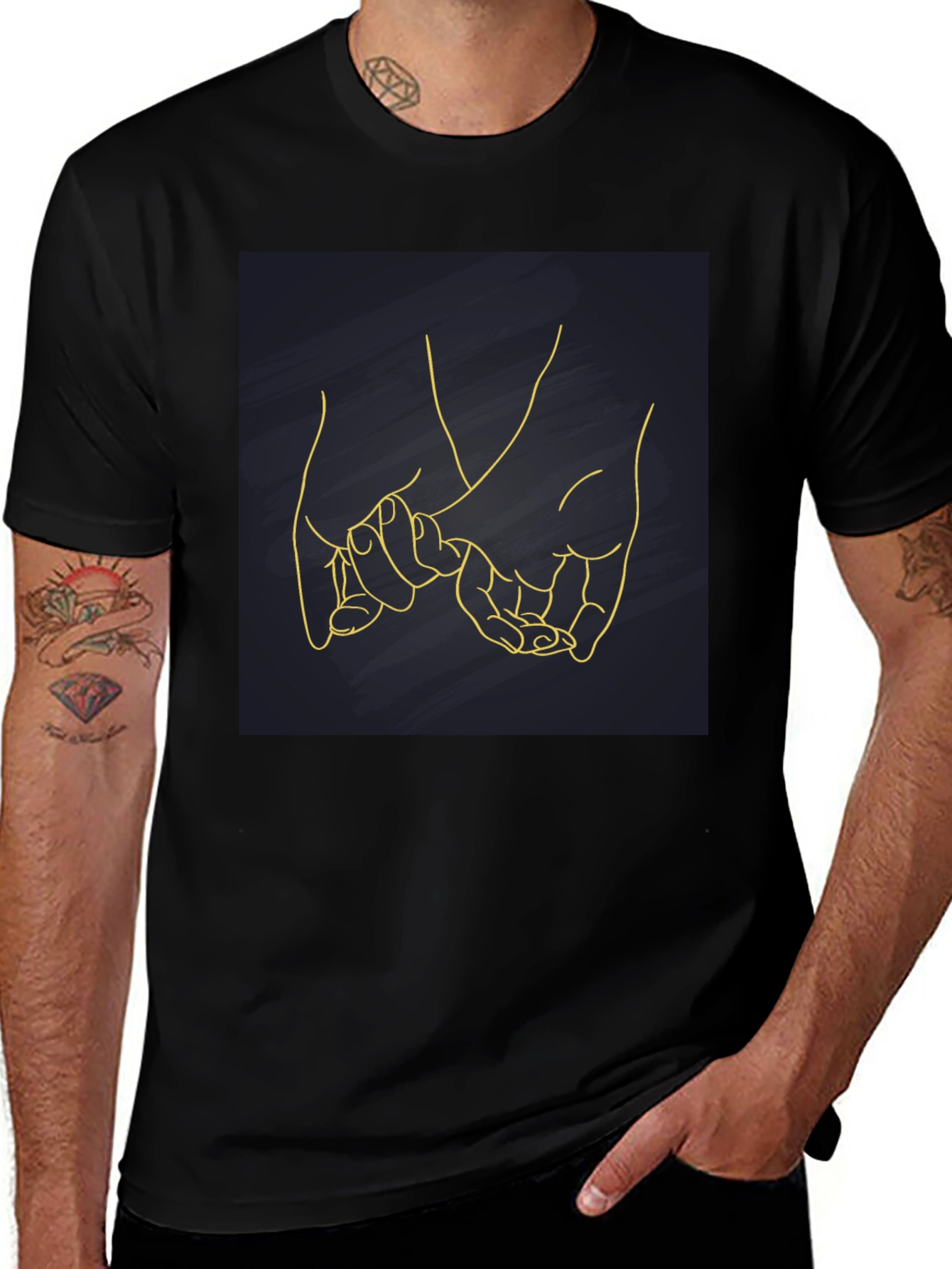 Variant 29 of Minimalist Black T-Shirt with Hands Design