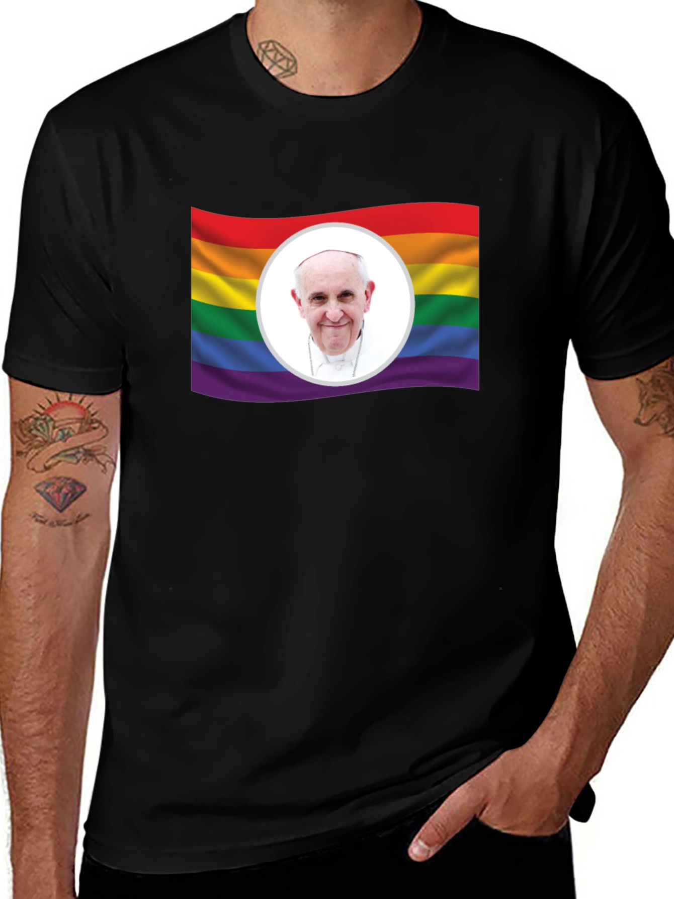 Pride Pope Francis Black T-Shirt