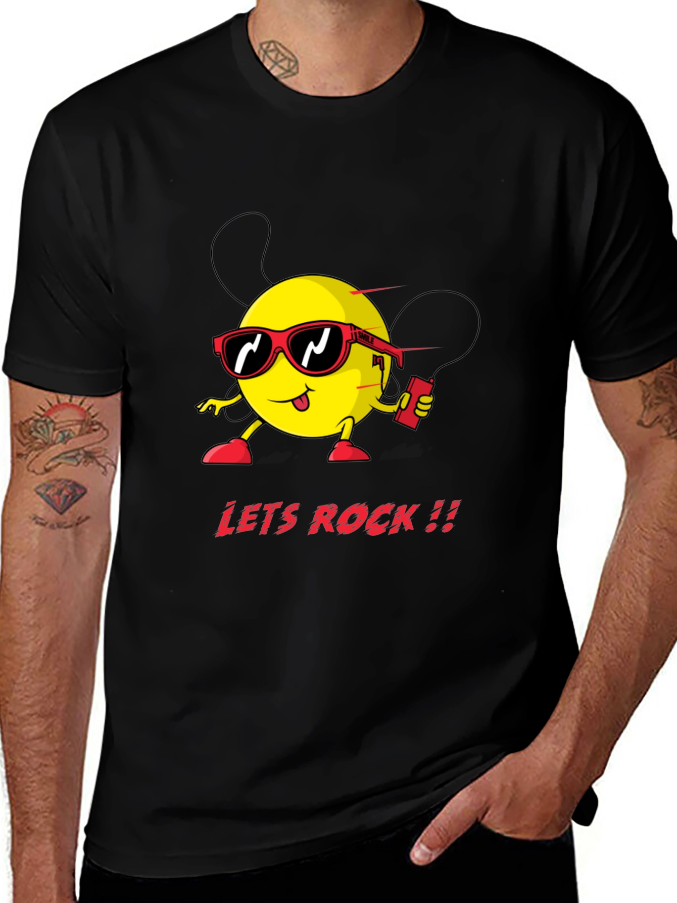 Variant 26 of Lets Rock Graphic Tee - Black Cotton T-Shirt