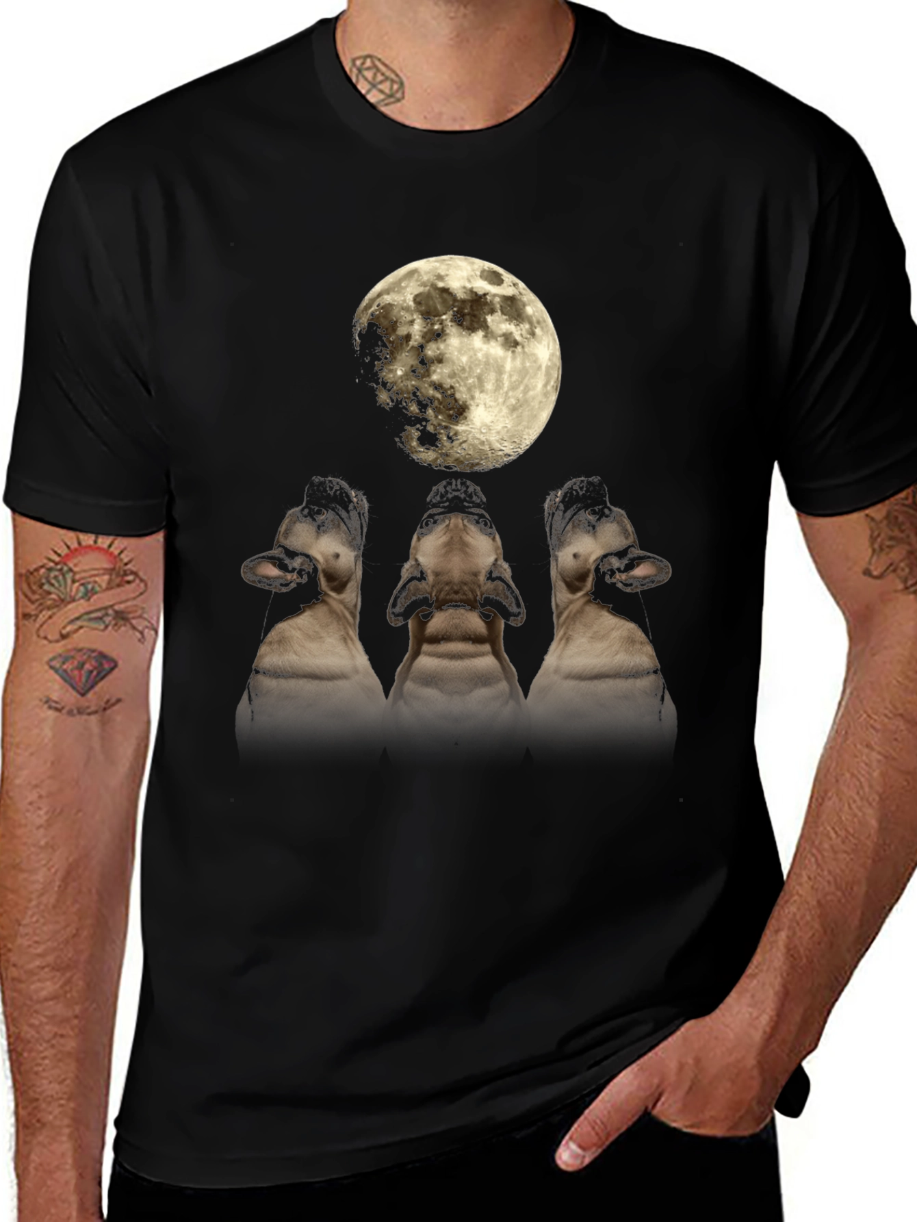 Variant 22 of Moon Howling Dog T-Shirt - Black Graphic Tee