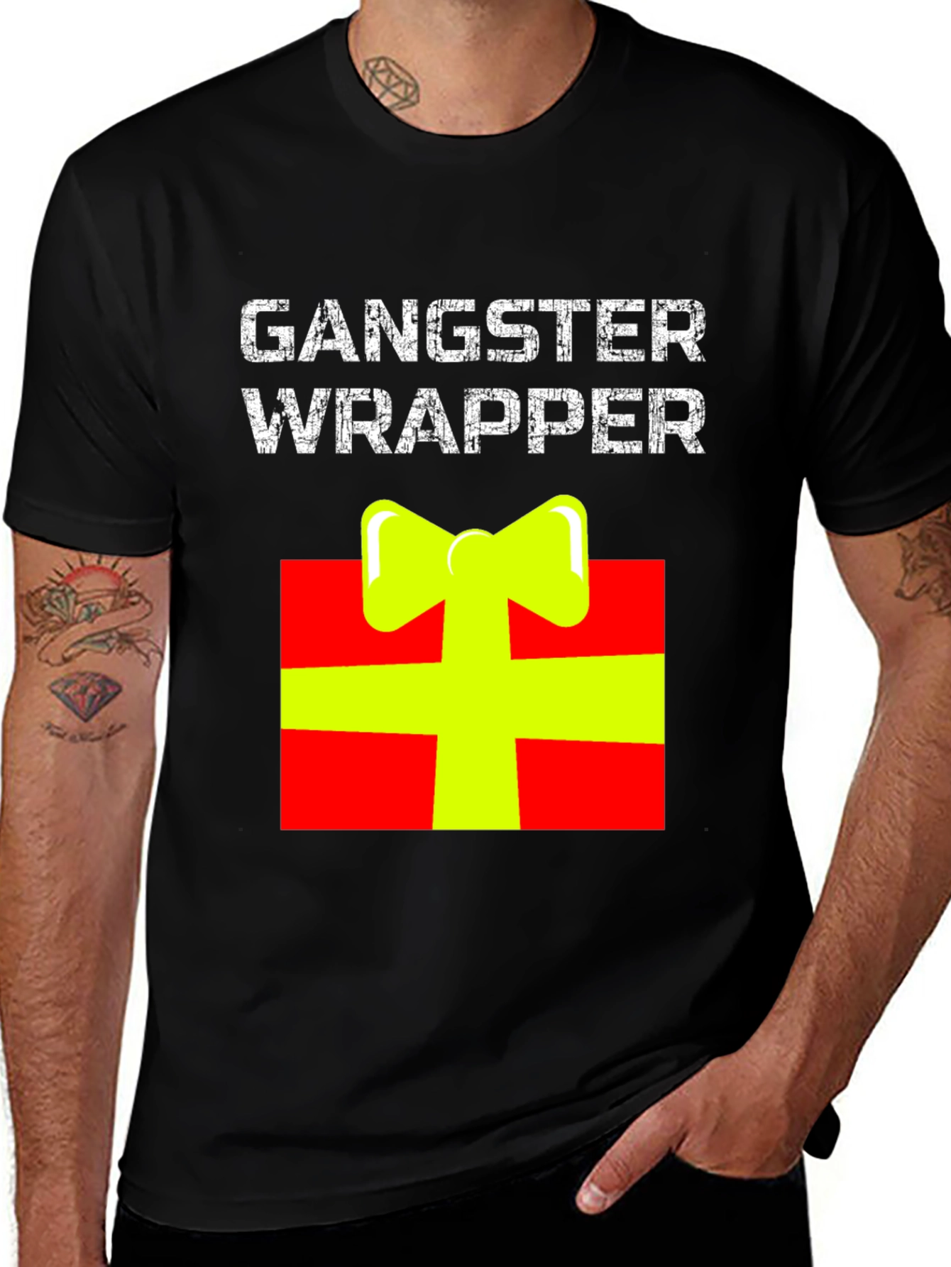 Variant 5 of Gangster Wrapper Gift T-Shirt - Festive Fun