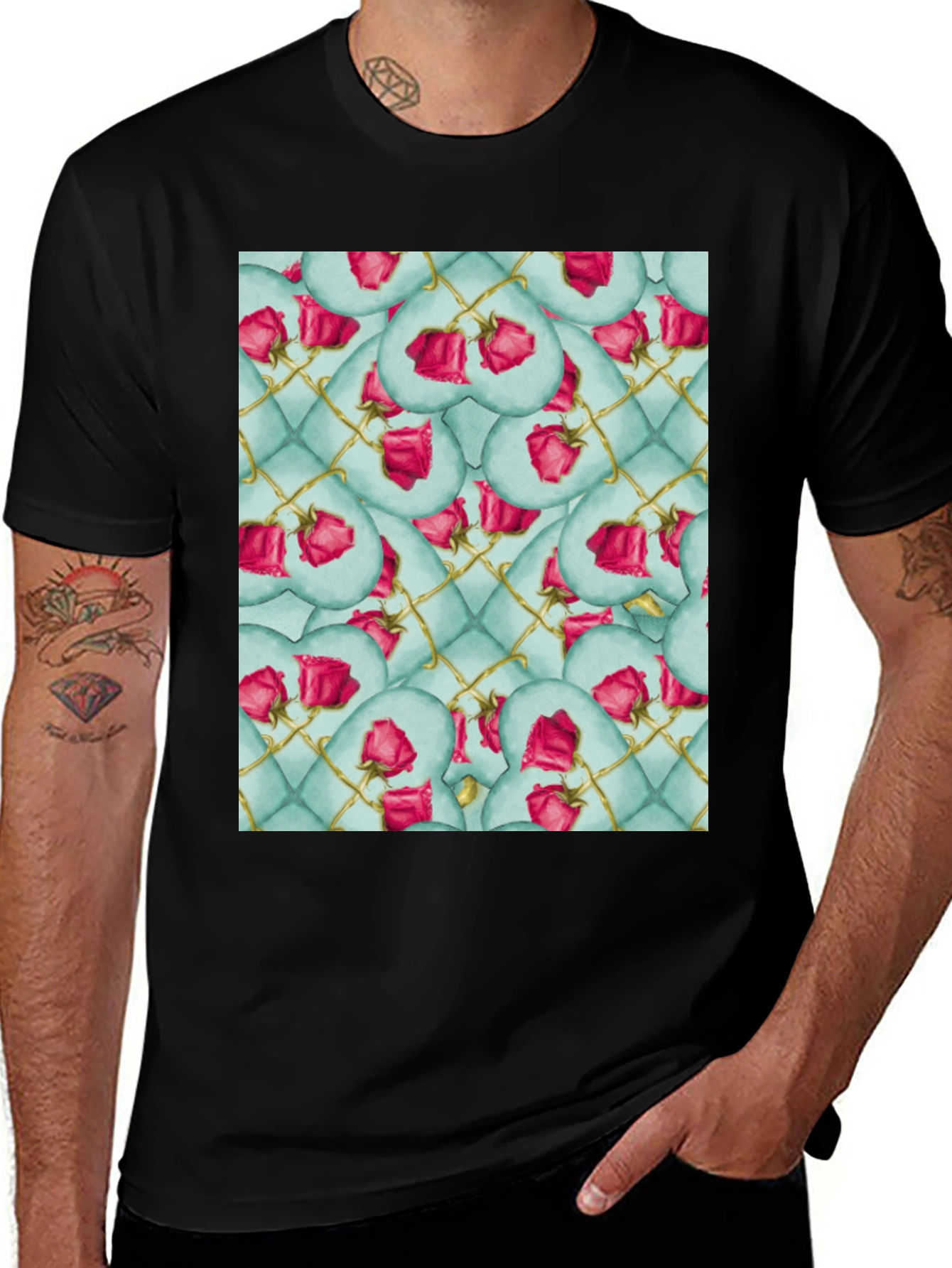 Variant 5 of Rose Heart Quilted Pattern Tee
