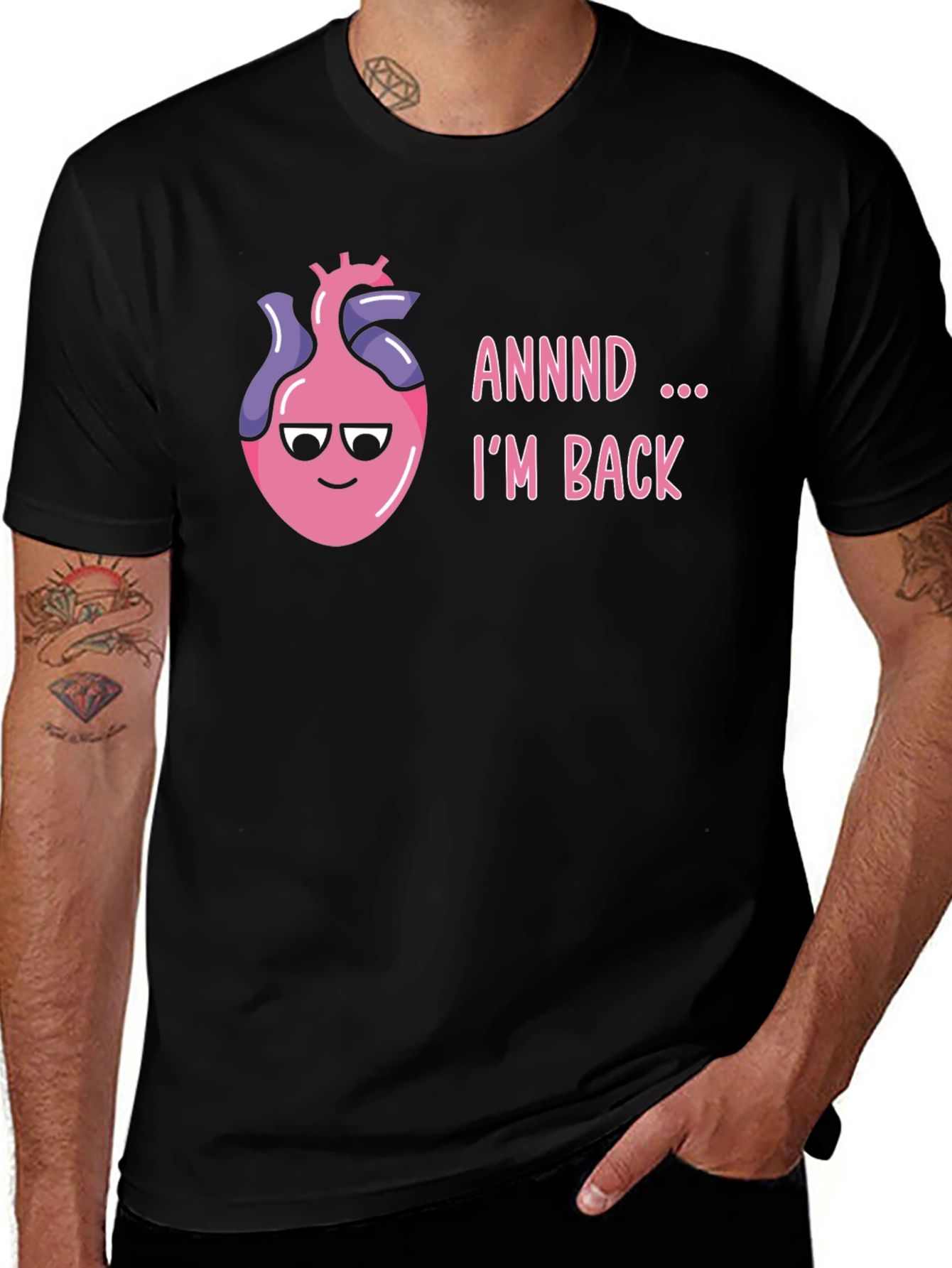 Variant 14 of Anatomical Heart T-Shirt - I'm Back Funny Graphic Tee