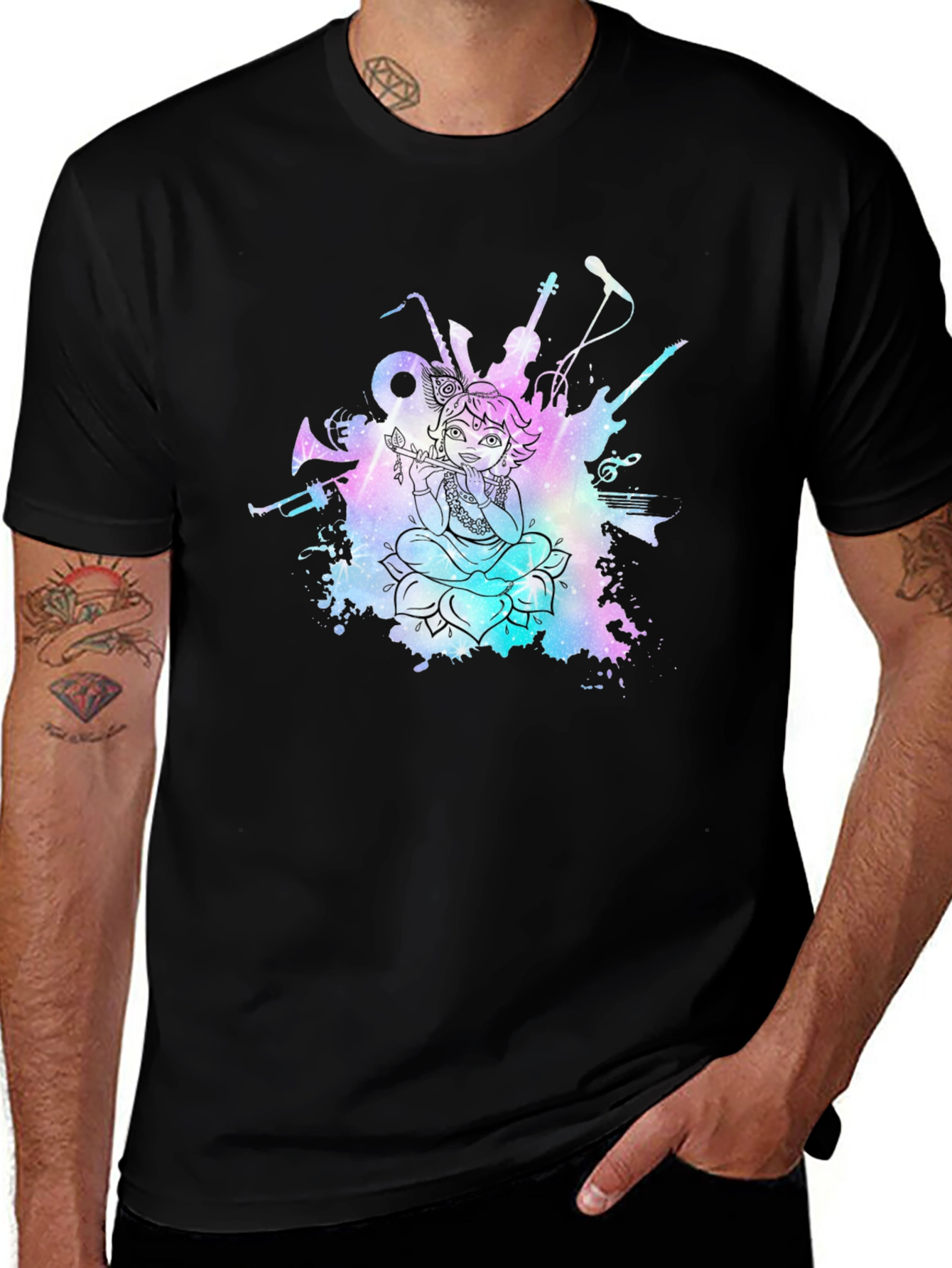Musical Krishna Graphic T-Shirt