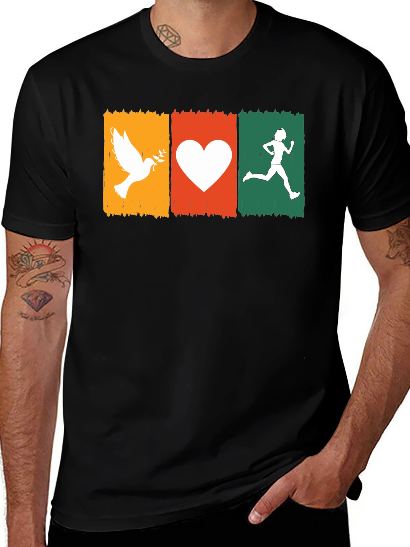 Variant 24 of Peace, Love, Run T-Shirt - Stylish Graphic Tee