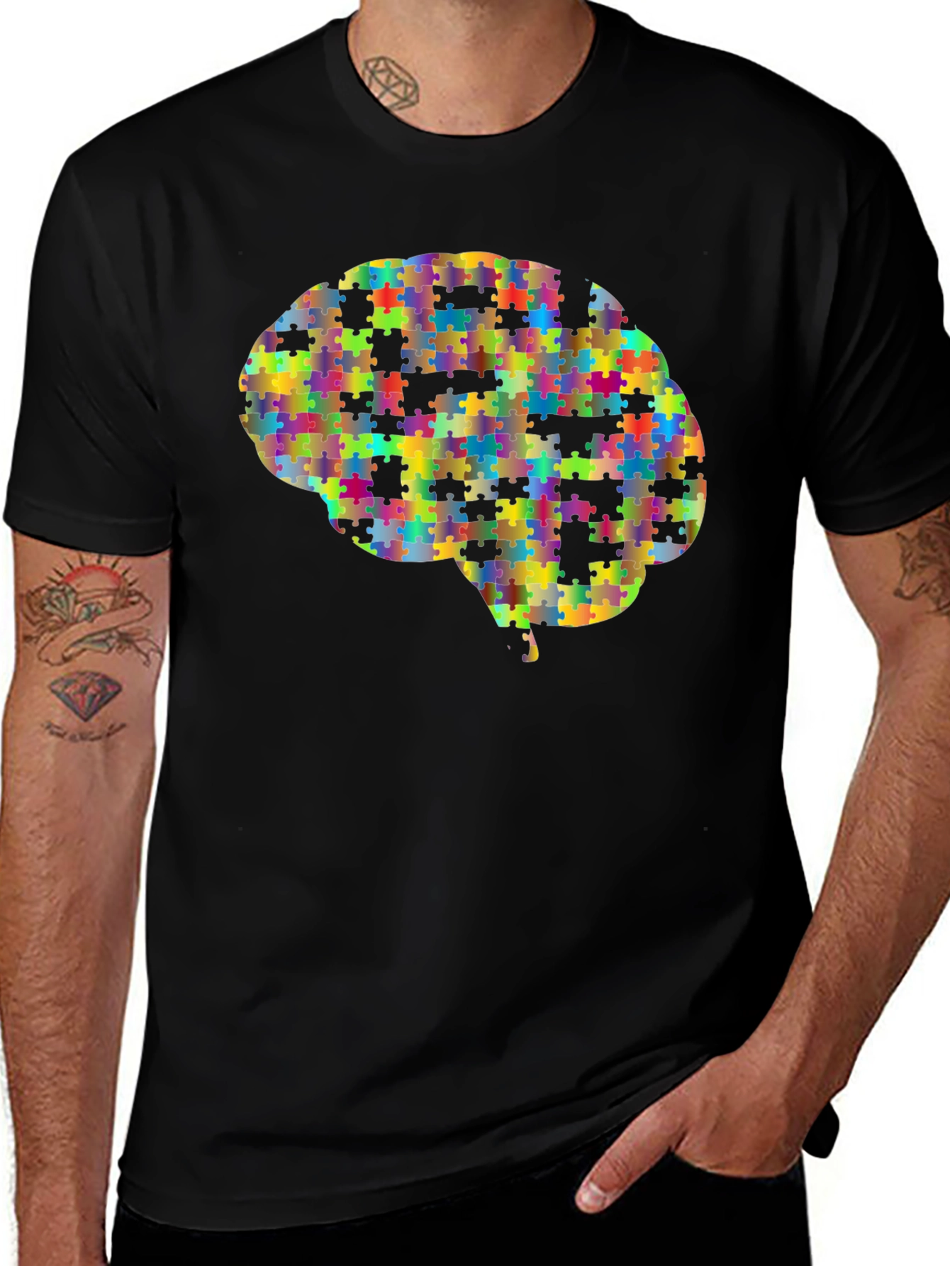 Variant 15 of Puzzle Piece Brain Graphic Tee - Unisex