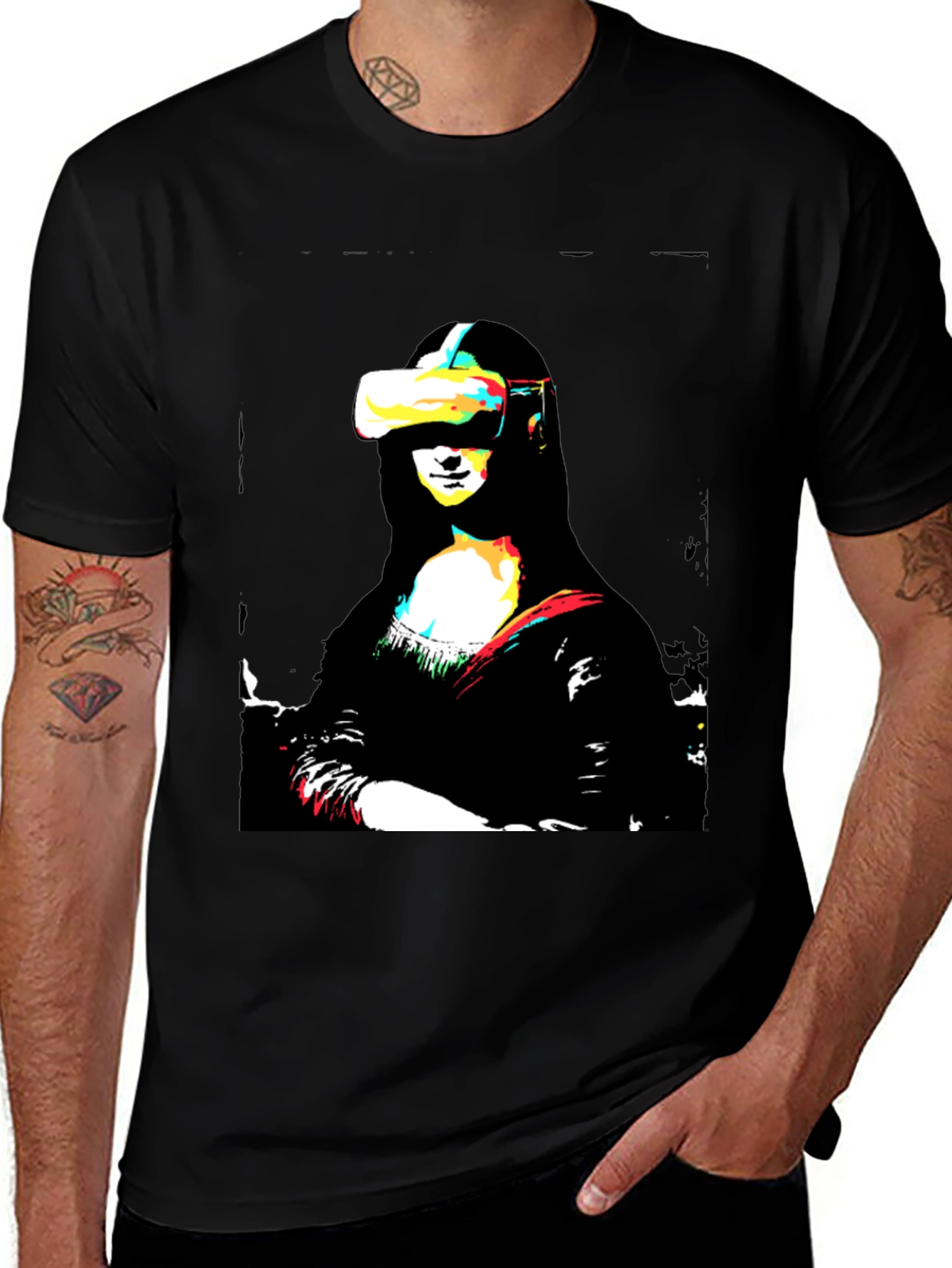 VR Mona Lisa Black T-Shirt