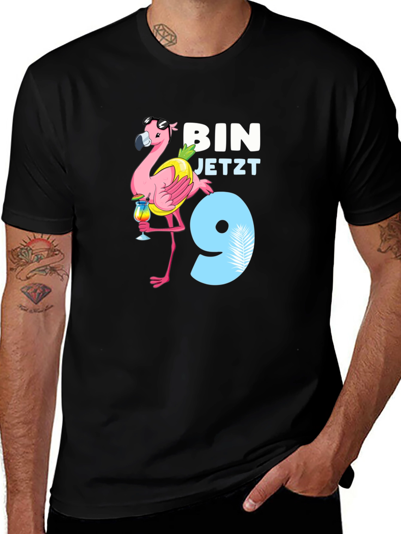 Variant 26 of Flamingo Birthday Boy T-Shirt - I'm 9!