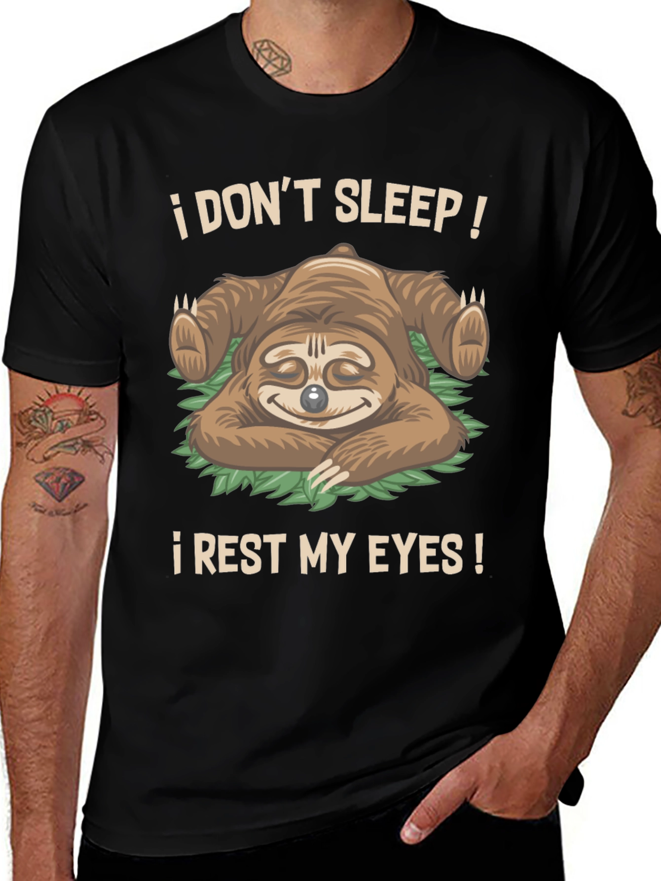 Variant 11 of Relaxed Sloth Graphic Tee - I Don't Sleep, I Rest My Eyes