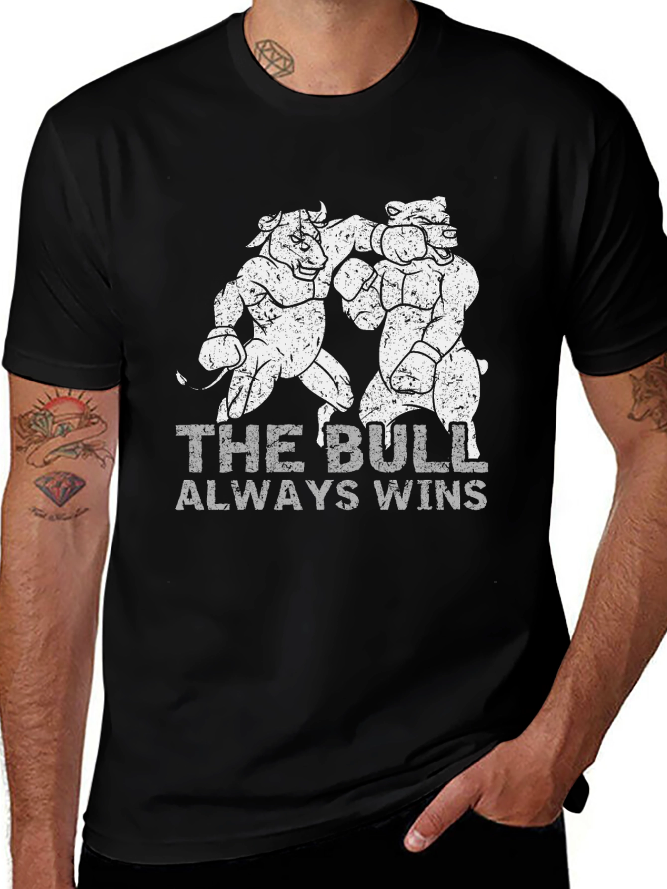 Variant 13 of Bull vs Bear Graphic Tee - Always Wins!