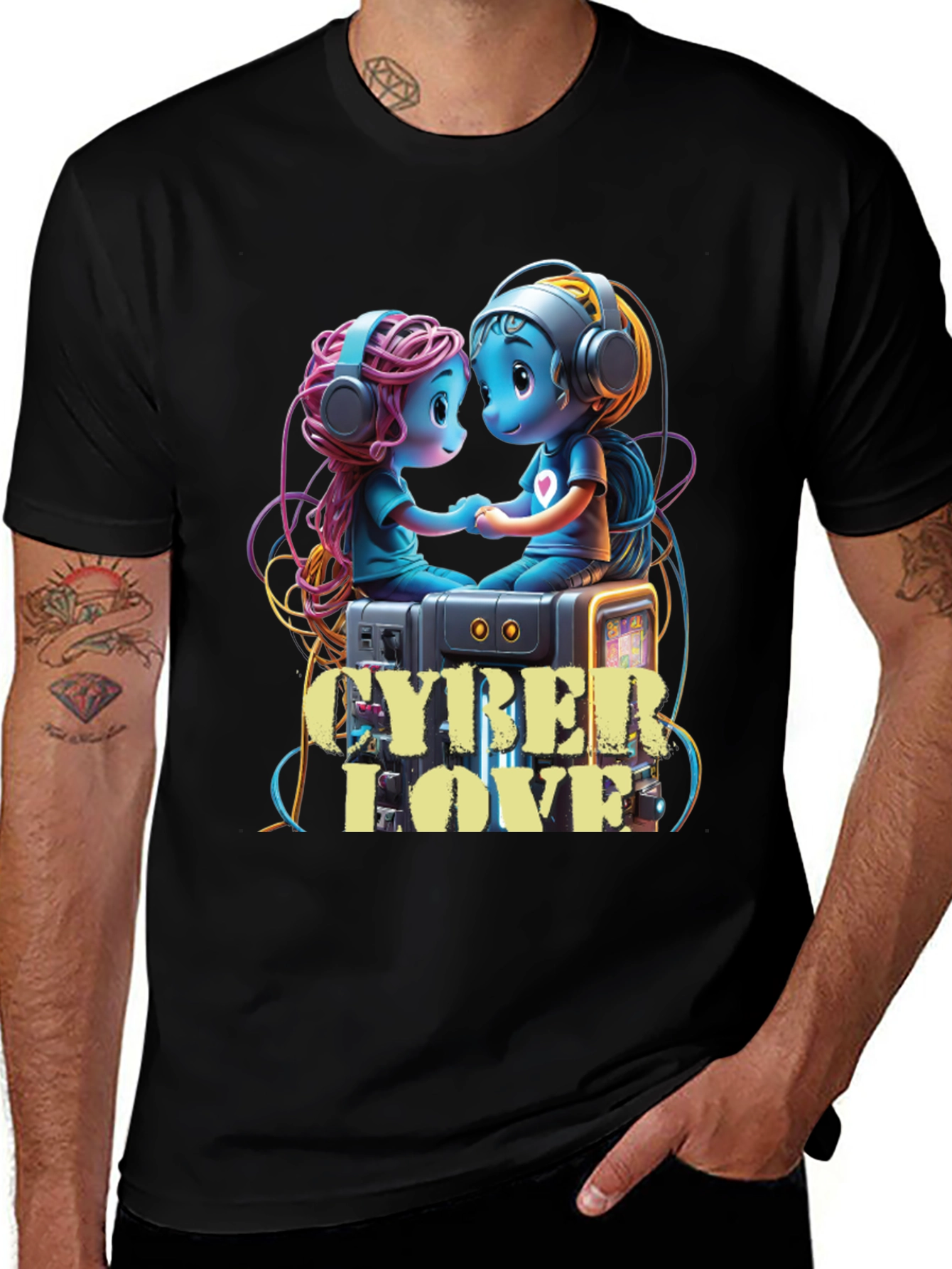 Variant 26 of Cyber Love Cartoon Graphic Tee