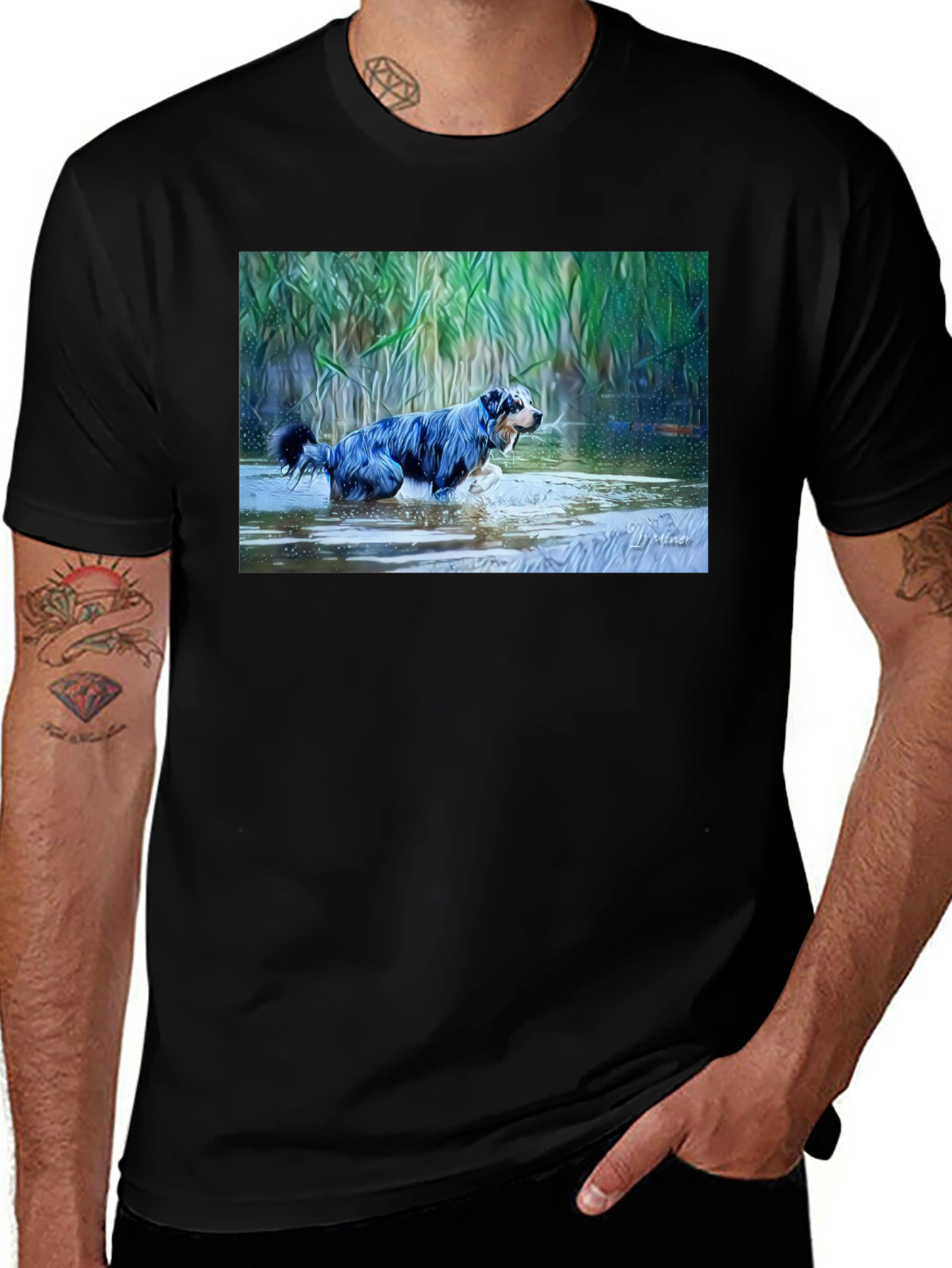 Variant 15 of Dog in Water Graphic T-Shirt