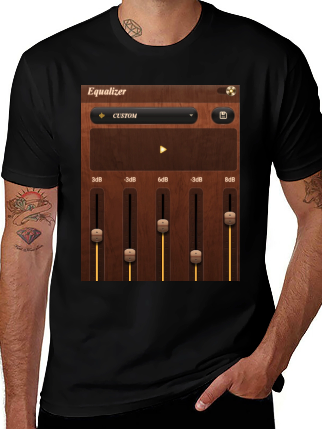 Variant 14 of Equalizer Graphic Black T-Shirt | Music Production Tee