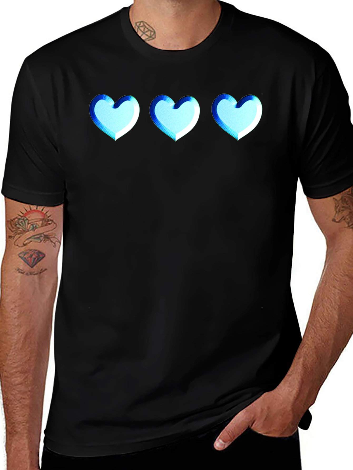 Black T-Shirt with Heart Design