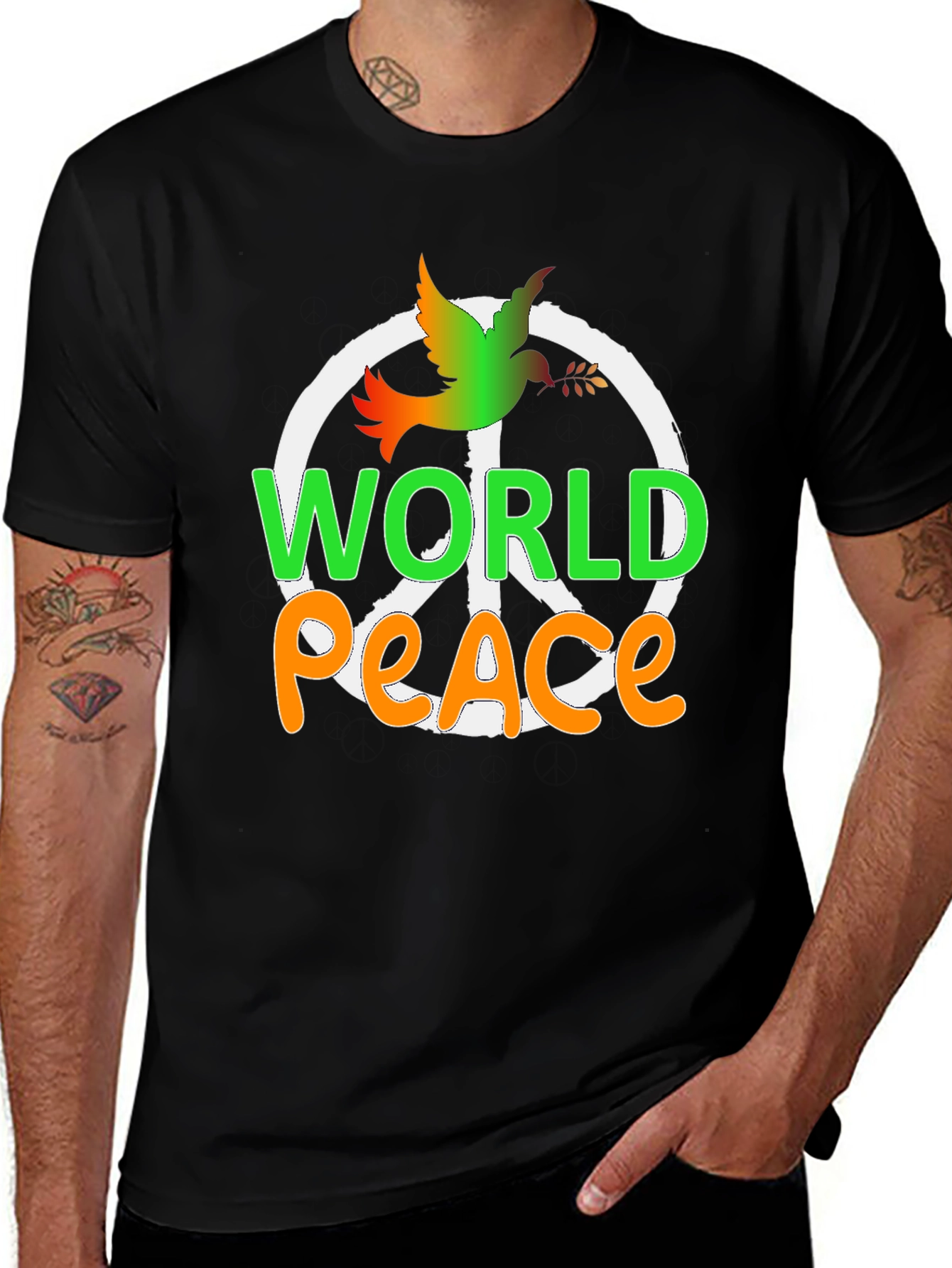 Variant 27 of World Peace Dove Graphic Tee - Black