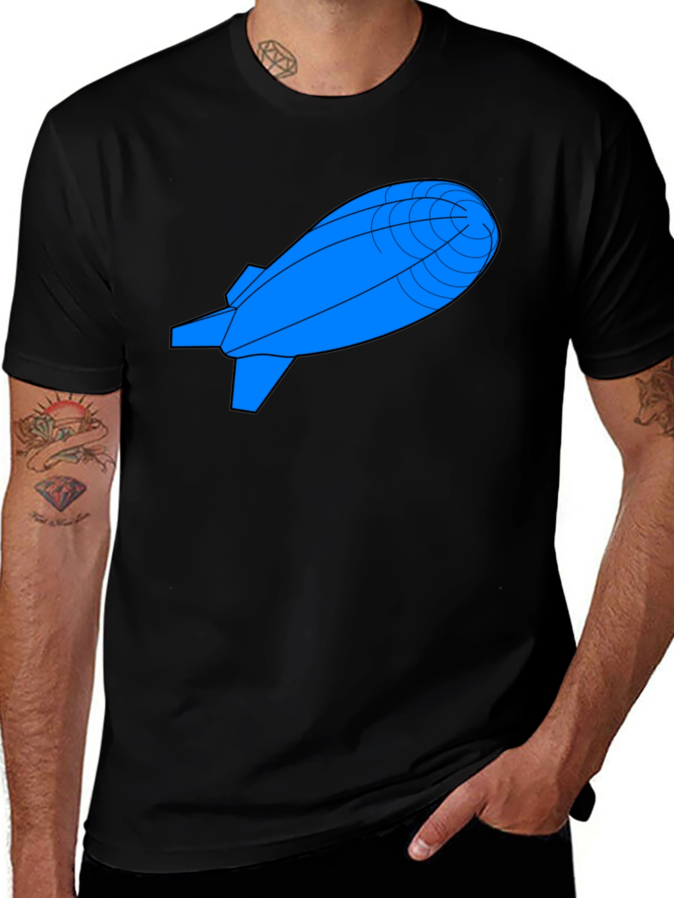 Airship Graphic Tee - Black Cotton T-Shirt