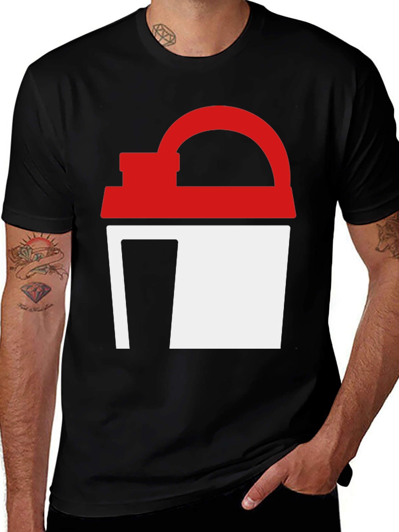 Variant 16 of Abstract Red and White Graphic Tee