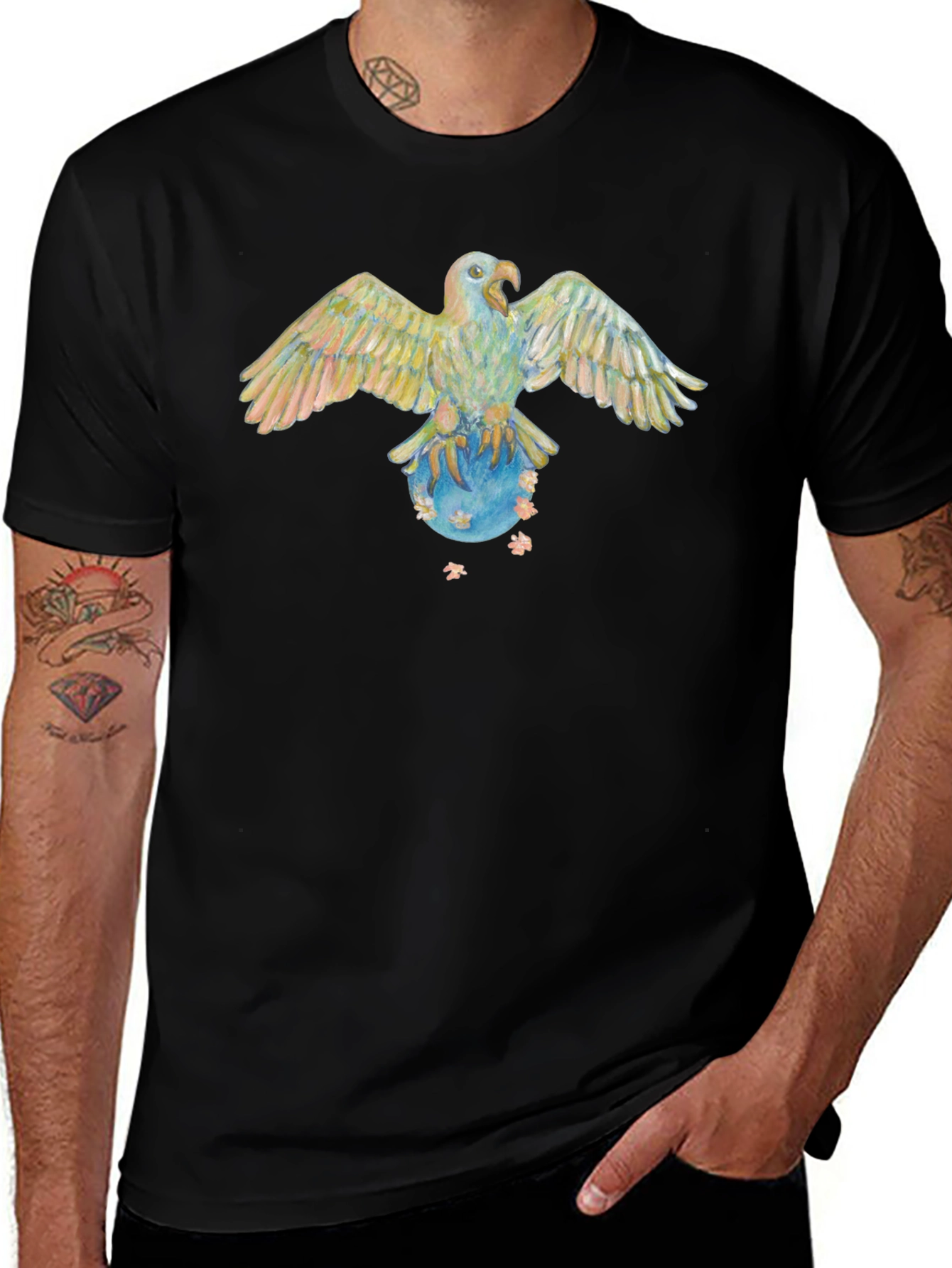 Variant 4 of Eagle on Globe Graphic Black T-Shirt