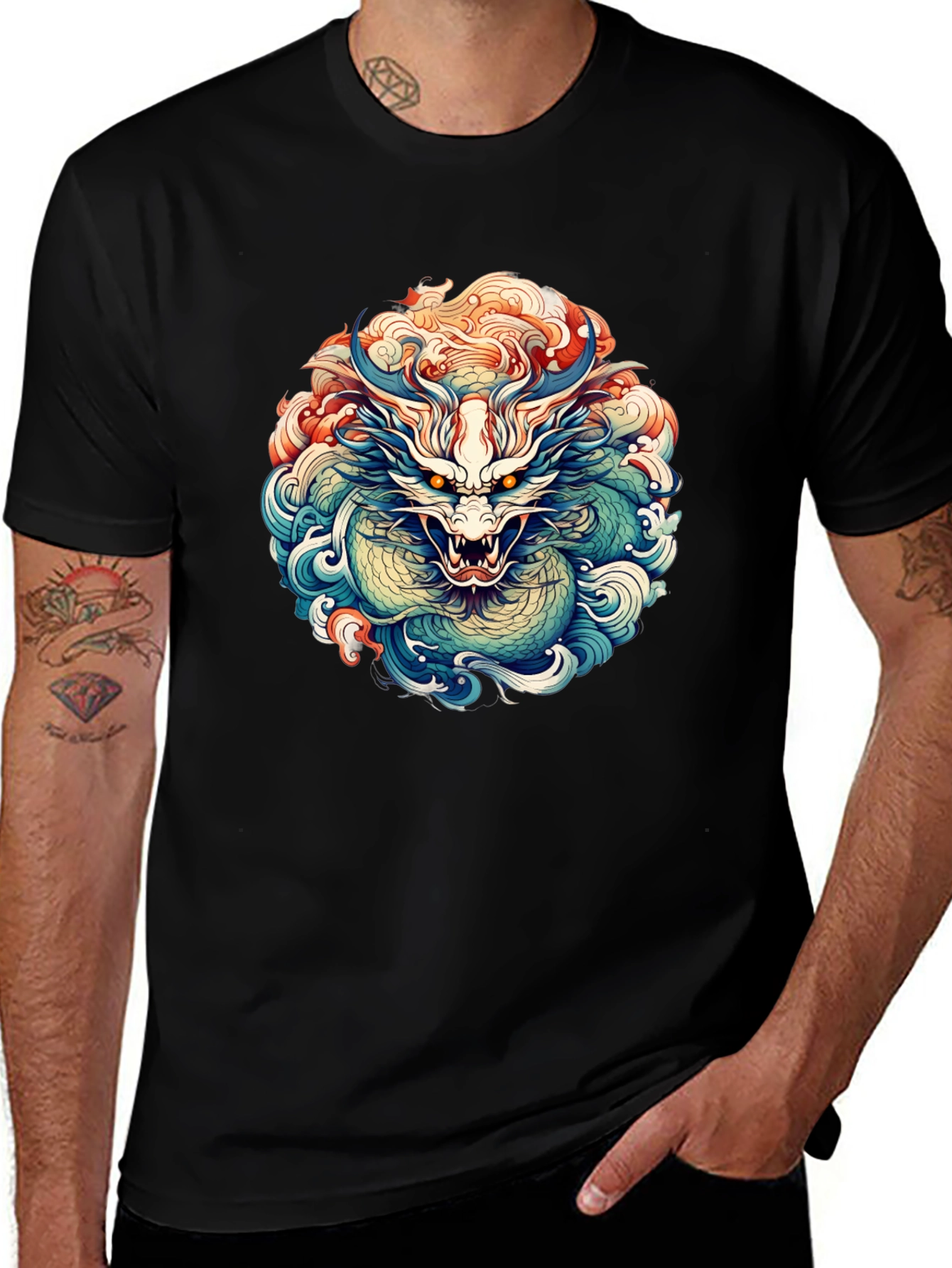 Variant 16 of Dragon Graphic Black T-Shirt