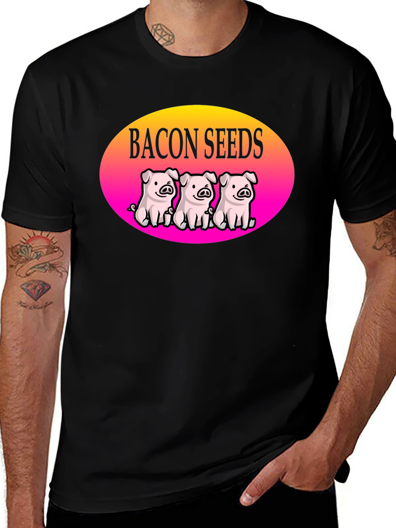 Variant 8 of Bacon Seeds Pig T-Shirt - Cute Cartoon Design