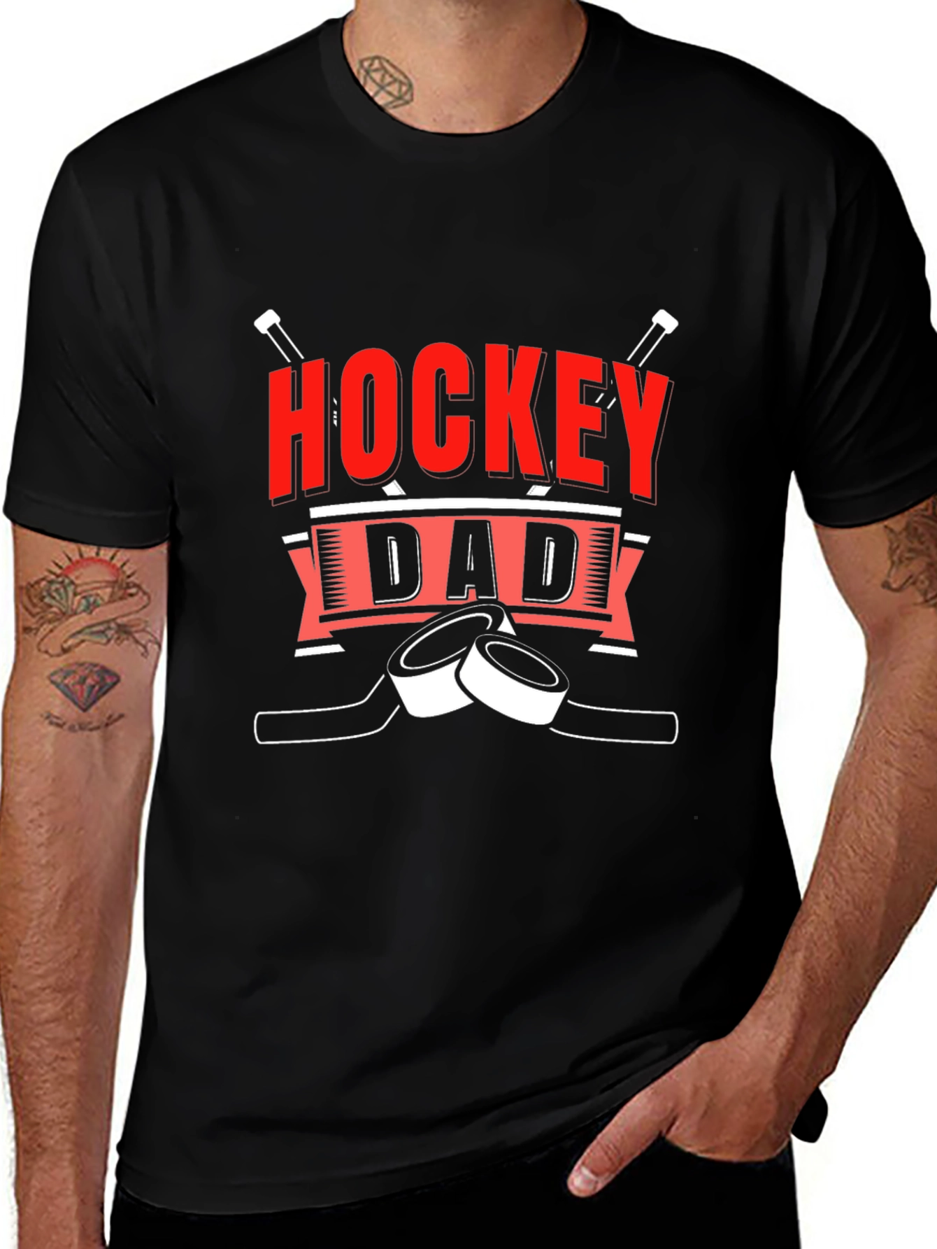 Variant 23 of Hockey Dad Black T-Shirt