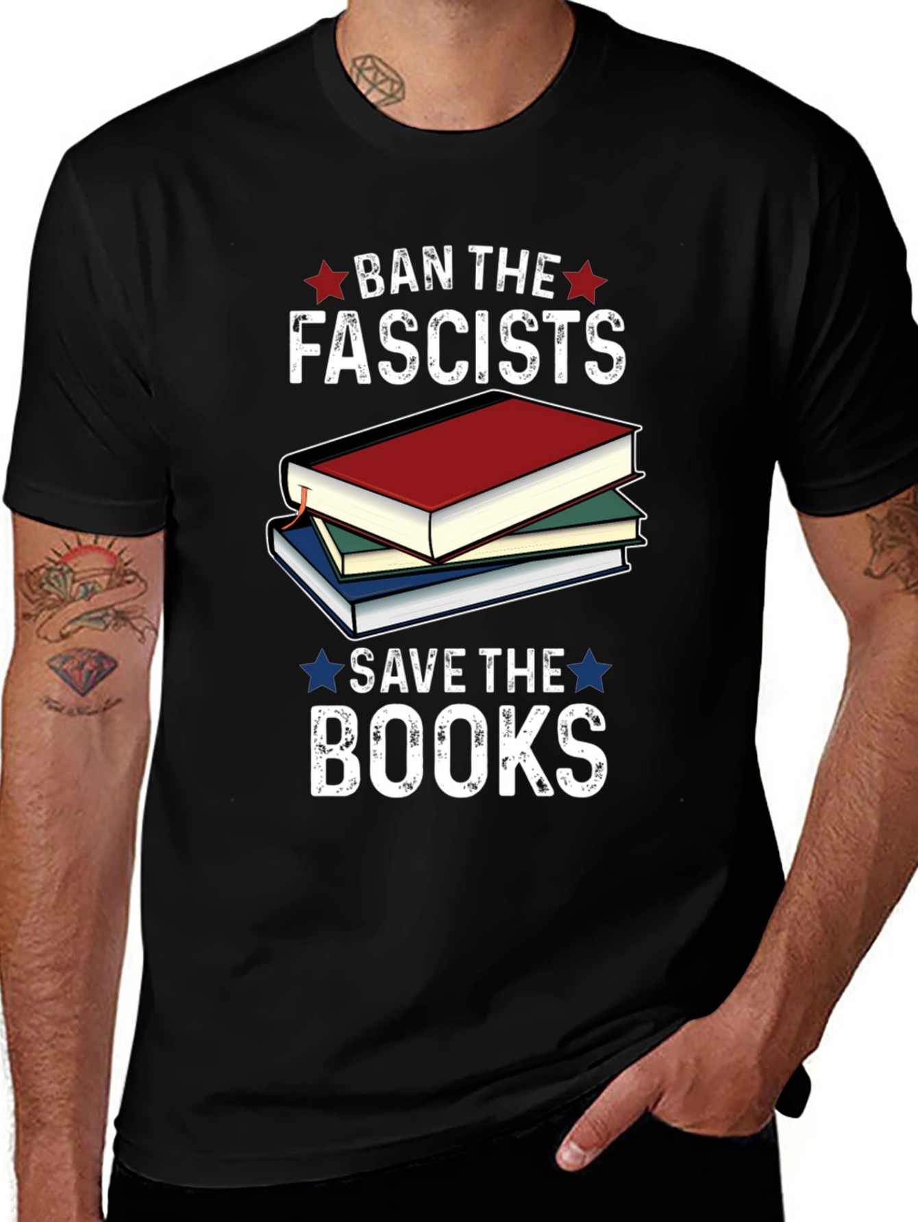 Variant 5 of Ban the Fascists, Save the Books Graphic Tee