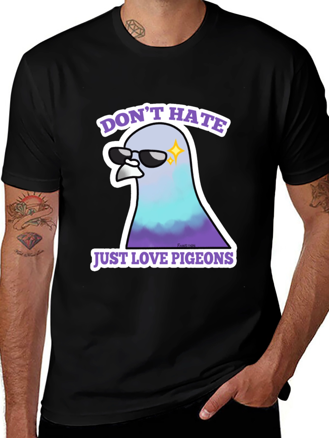 Variant 10 of Cool Pigeon Graphic Tee - Don't Hate, Just Love Pigeons!