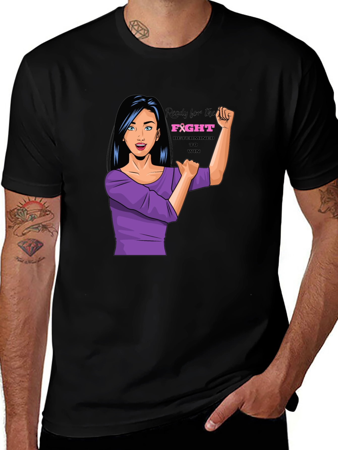 Variant 22 of Empowered Woman Graphic Tee - Breast Cancer Awareness 
