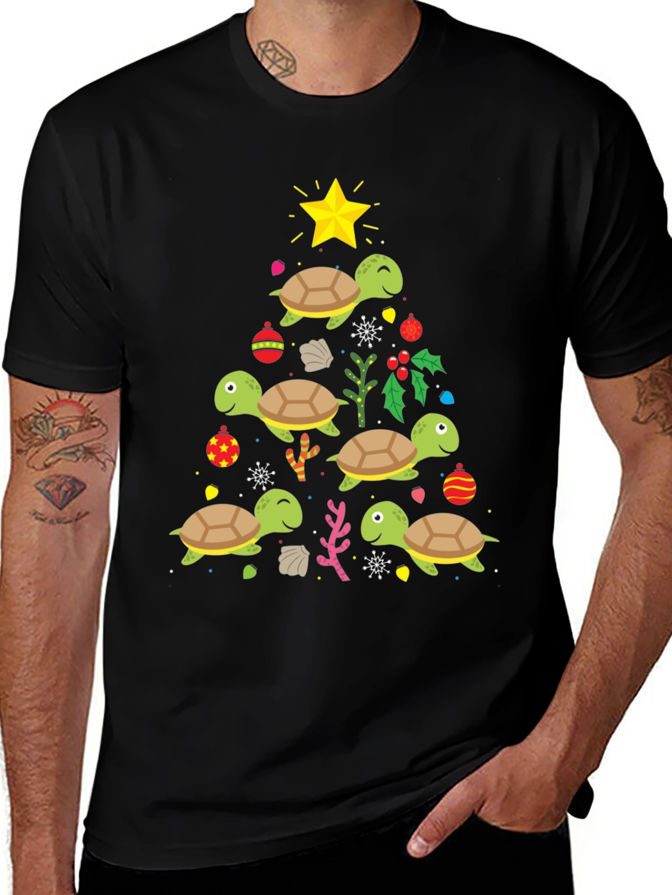 Festive Turtle Christmas Tree T-Shirt