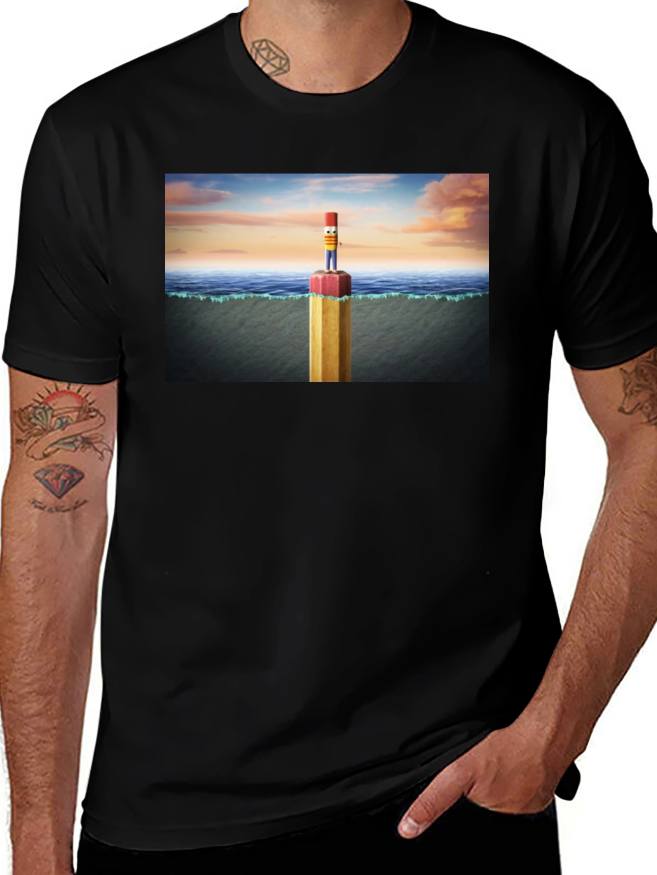 Variant 3 of Pencil Island T-Shirt - Surreal Graphic Tee