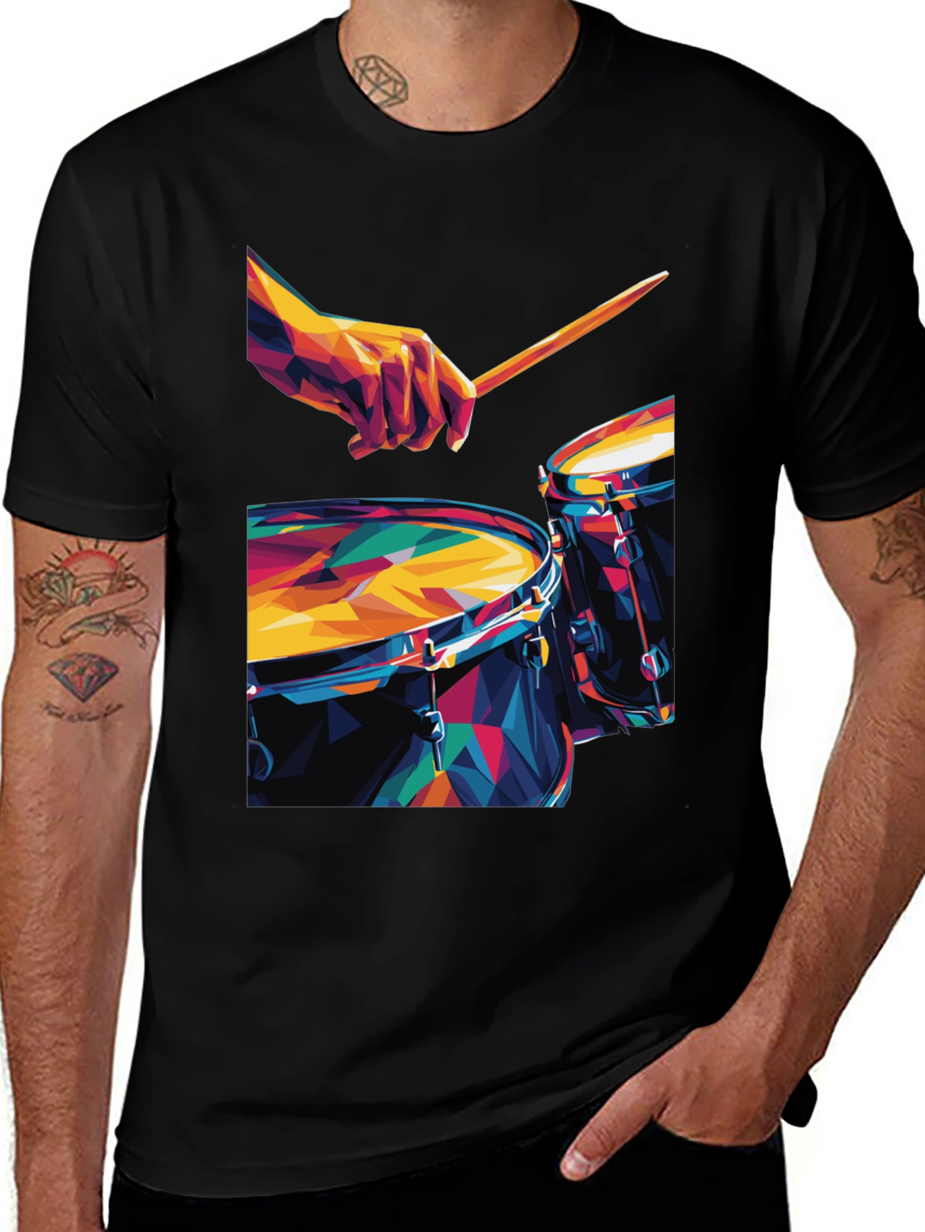 Variant 12 of Geometric Drum Set Graphic Tee