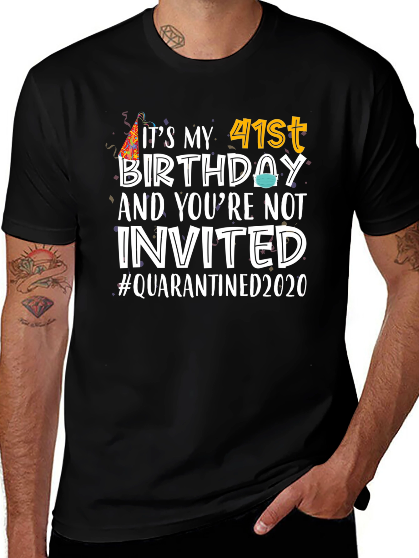 Black It's My 41st Birthday Quarantined 2020 T-Shirt main image