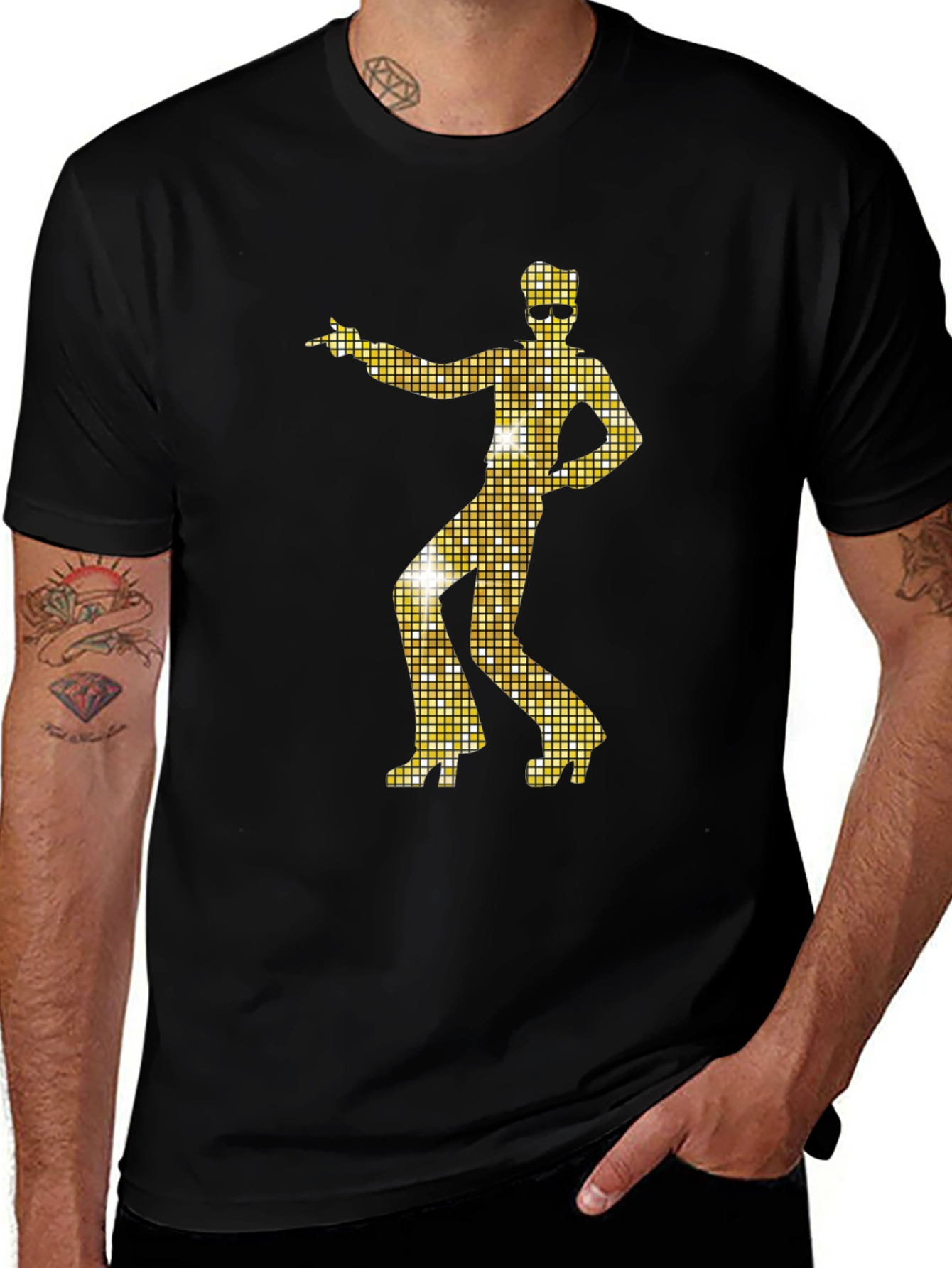 Variant 26 of Retro Disco Dancer Graphic Black T-Shirt