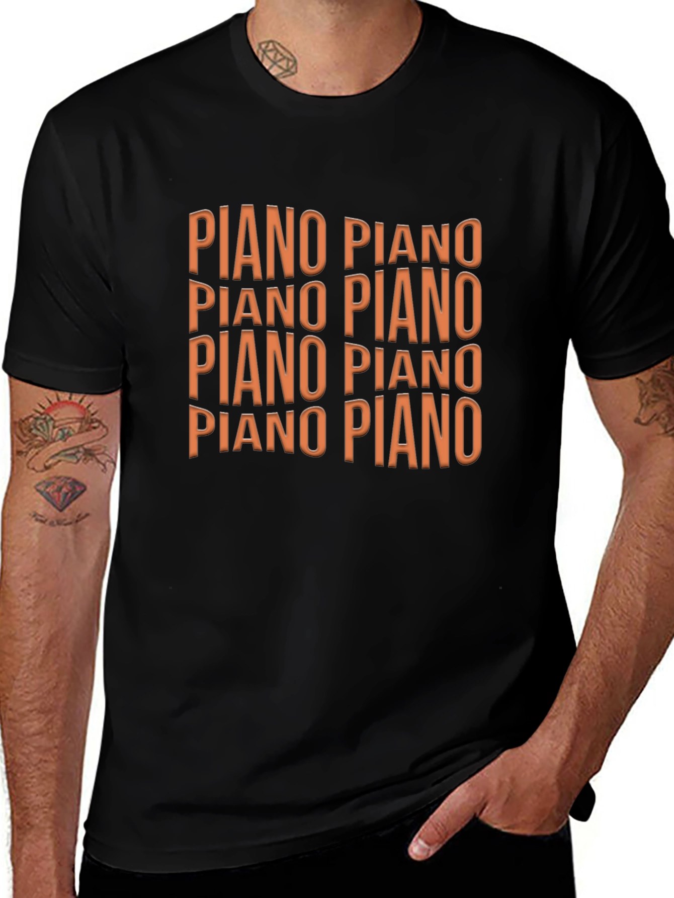 Variant 11 of Piano Graphic Black T-Shirt