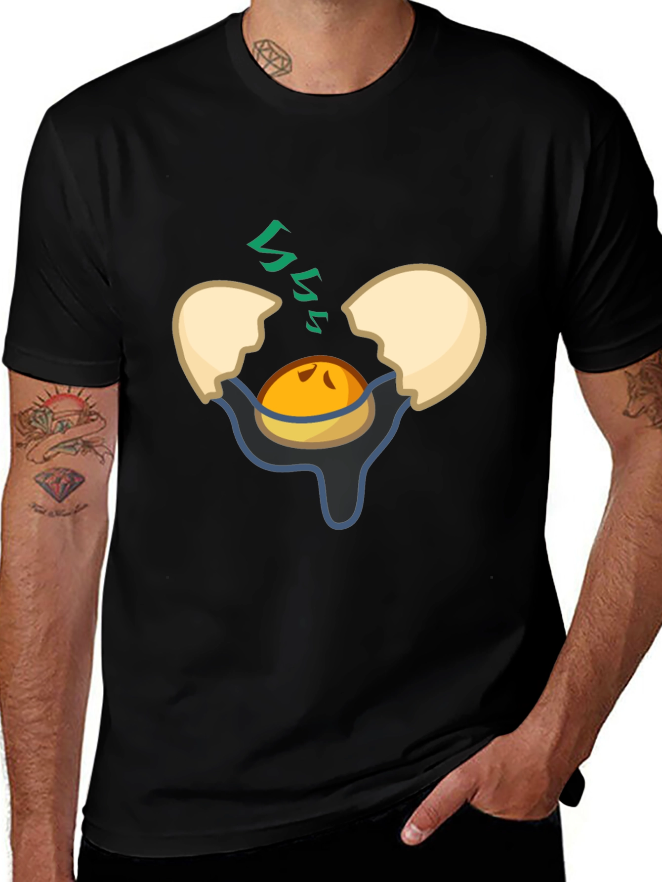 Variant 12 of Cracked Egg Yolk Graphic Tee - Funny Sleepy Breakfast Shirt