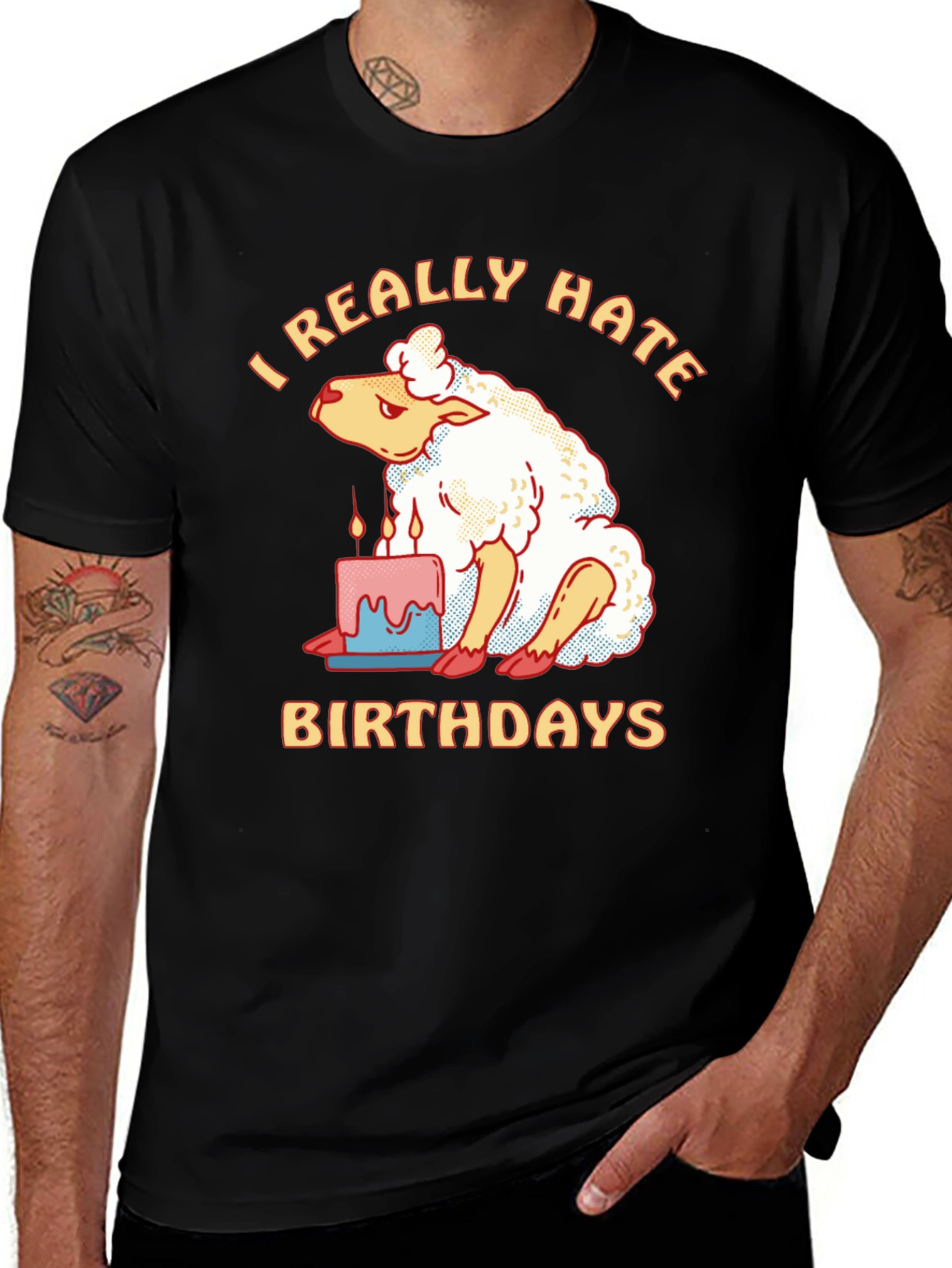Variant 12 of I Really Hate Birthdays T-Shirt - Anti-Birthday Sheep Tee