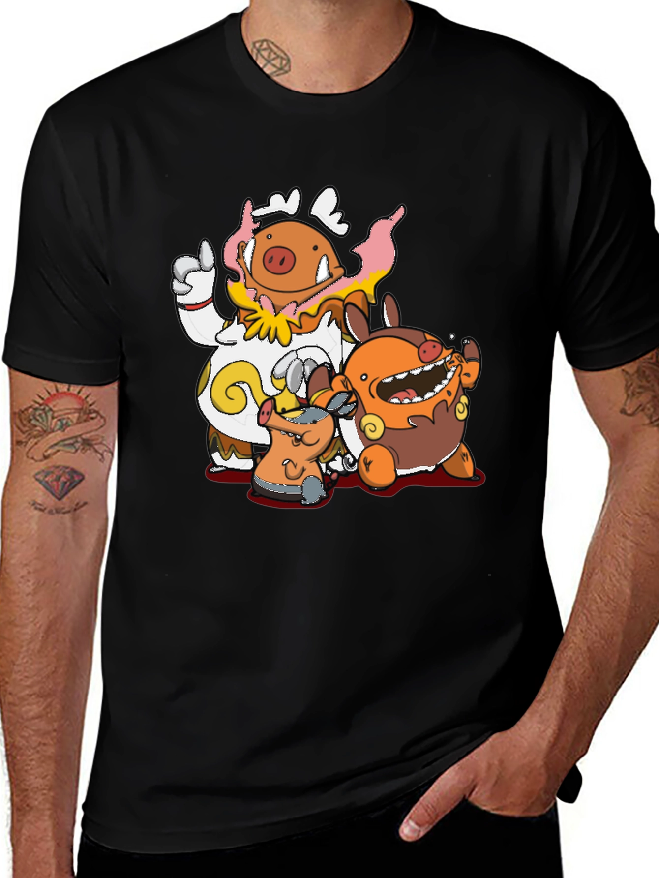 Pokemon Lechonk Evolution T-Shirt - Black
