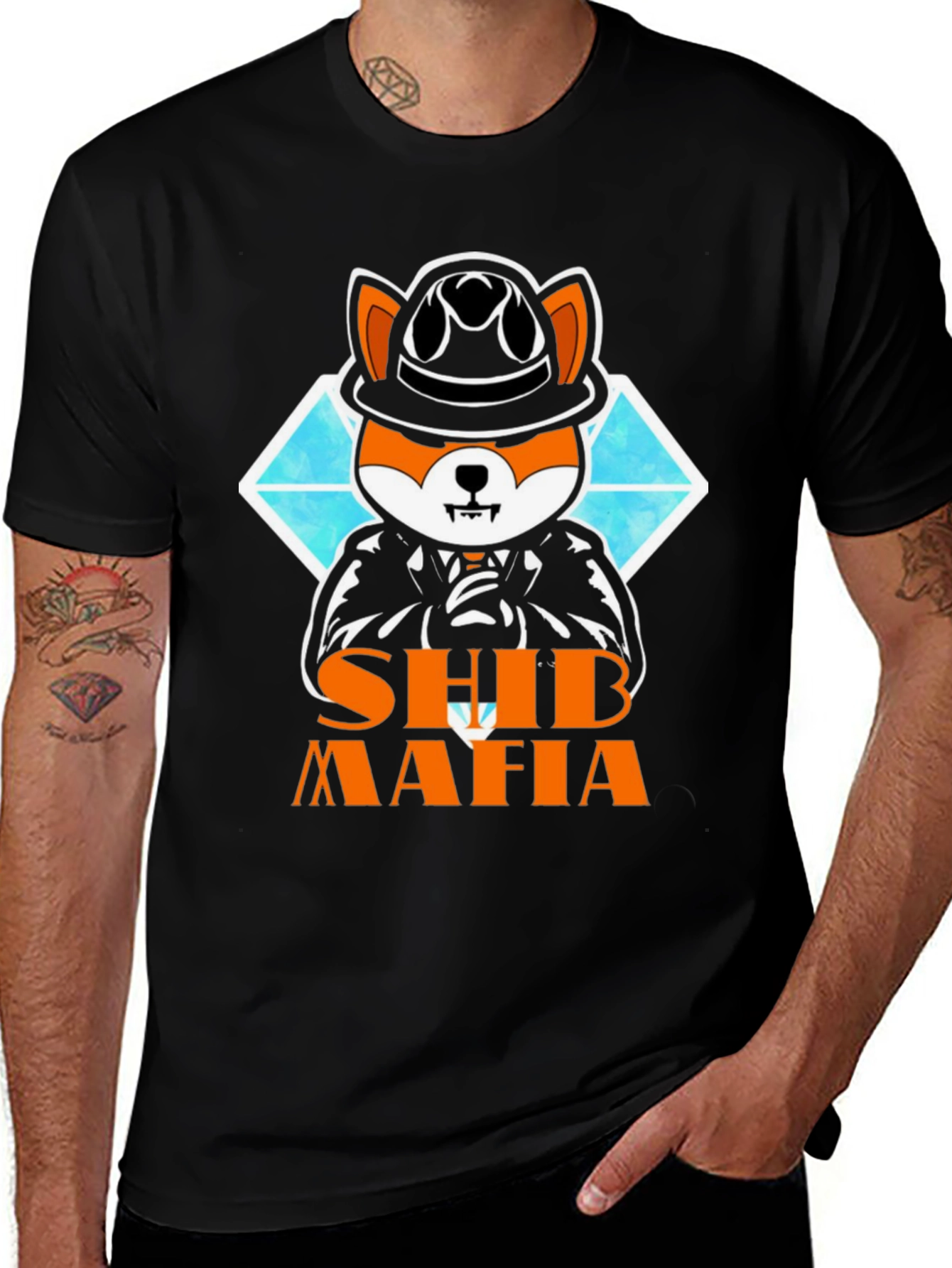 Variant 12 of SHIB Mafia T-Shirt - Crypto Doge Gangster Tee
