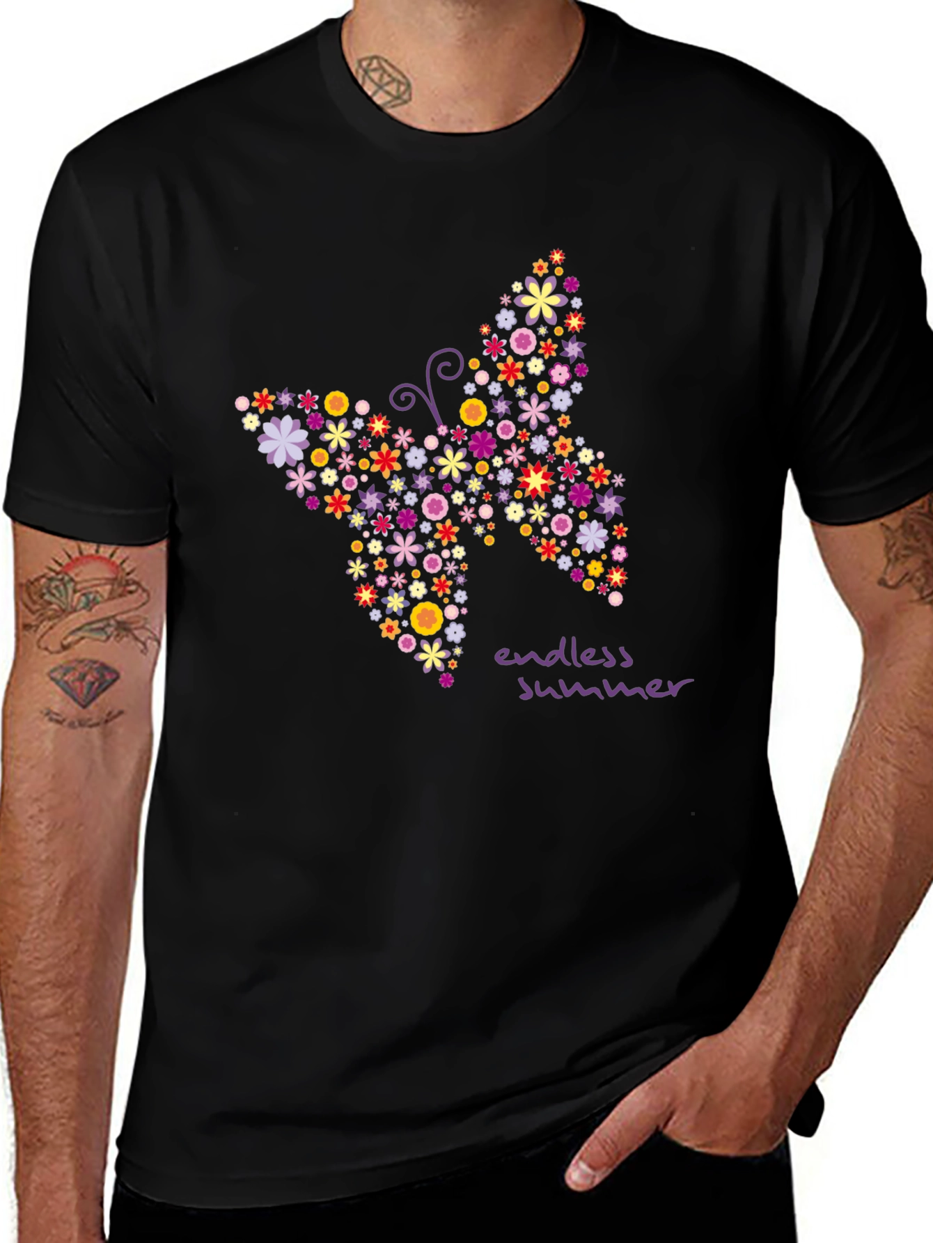 Variant 19 of Floral Butterfly Endless Summer Black T-Shirt