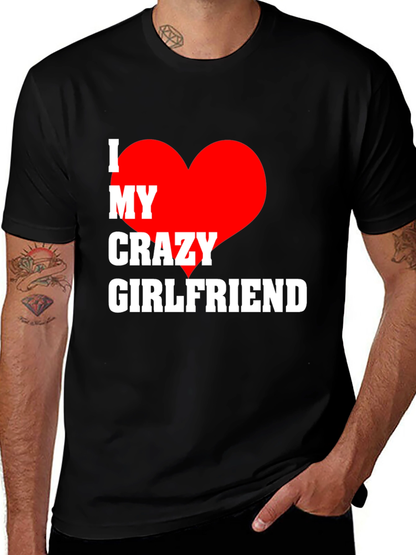 Black I Heart My Crazy Girlfriend Men's T-Shirt main image