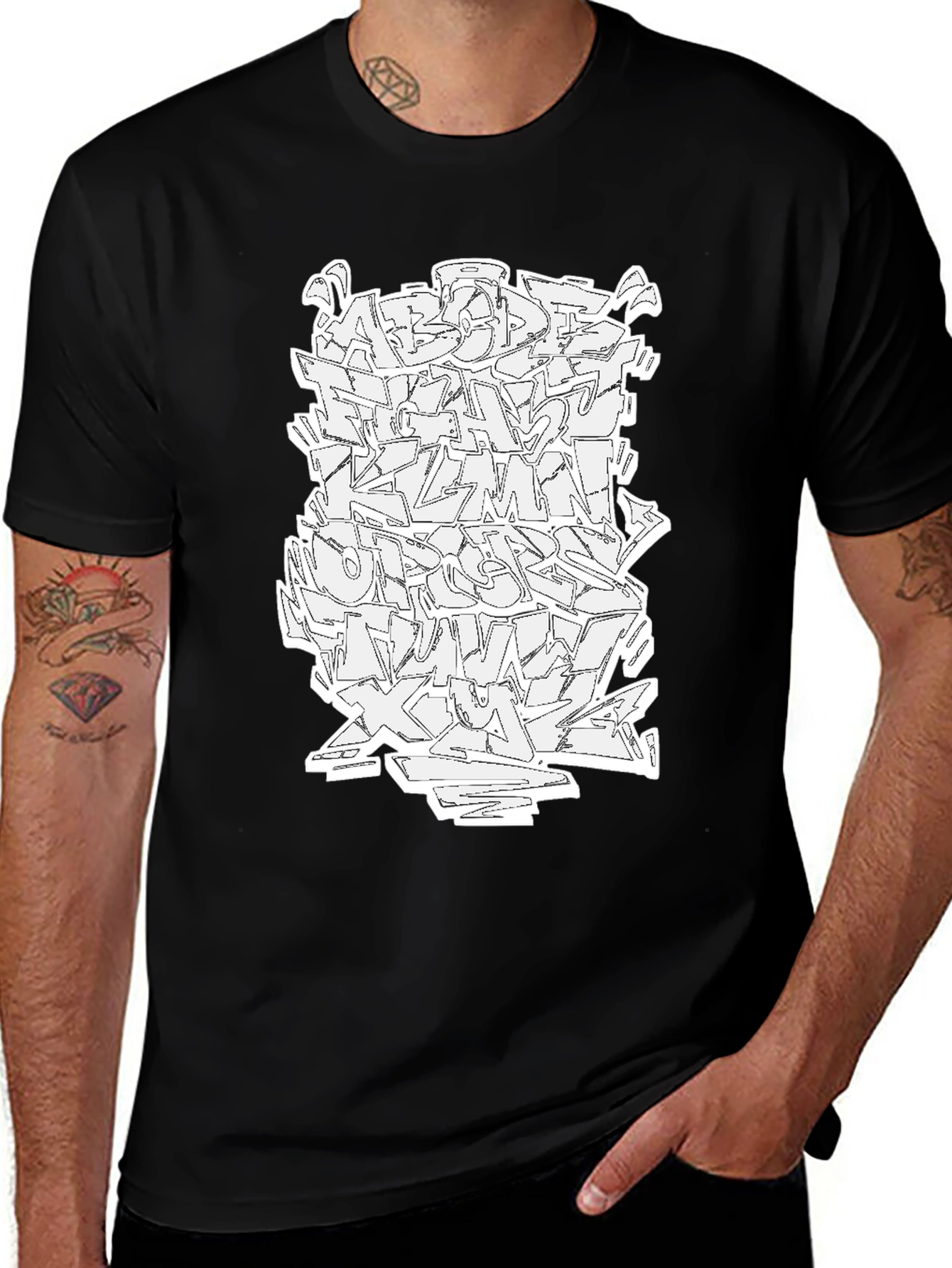 Variant 21 of Abstract Graffiti Alphabet Graphic T-Shirt
