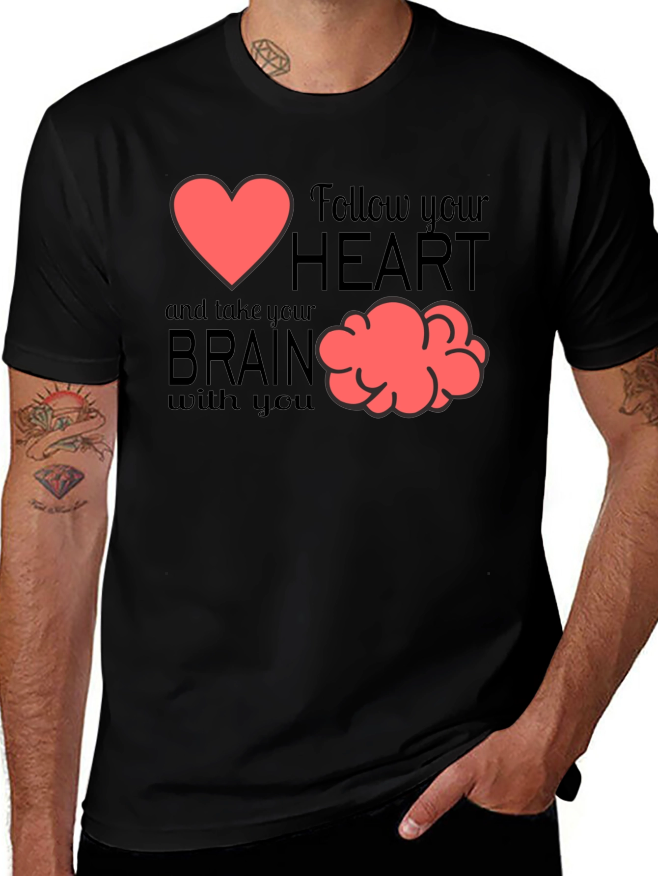 Variant 15 of Follow Your Heart Graphic T-Shirt - Brain Tee